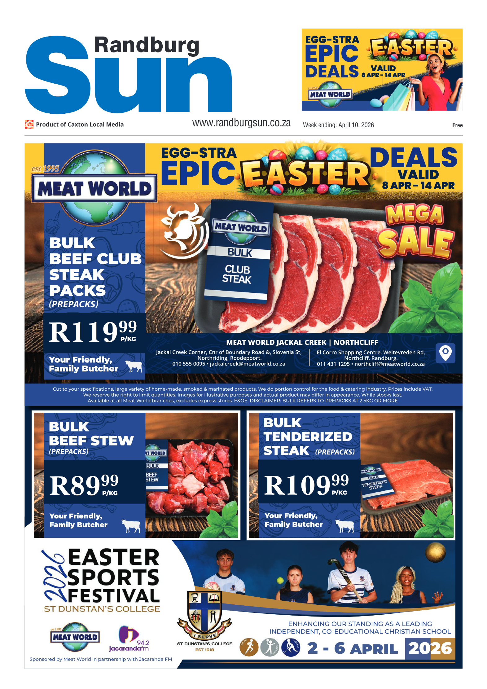 Randburg Sun 10 April page 1