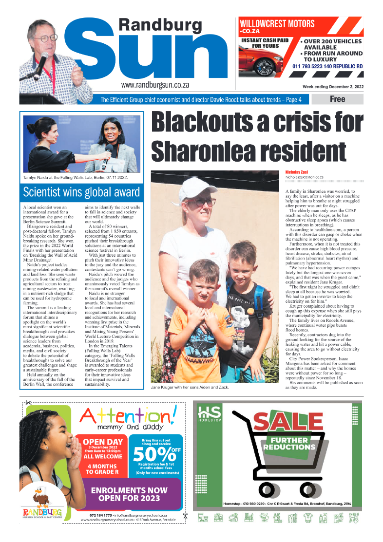 Randburg Sun 02 December 2022 page 1