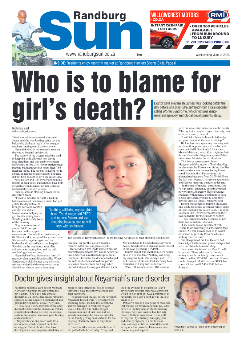Randburg Sun 02 June 2023 page 1