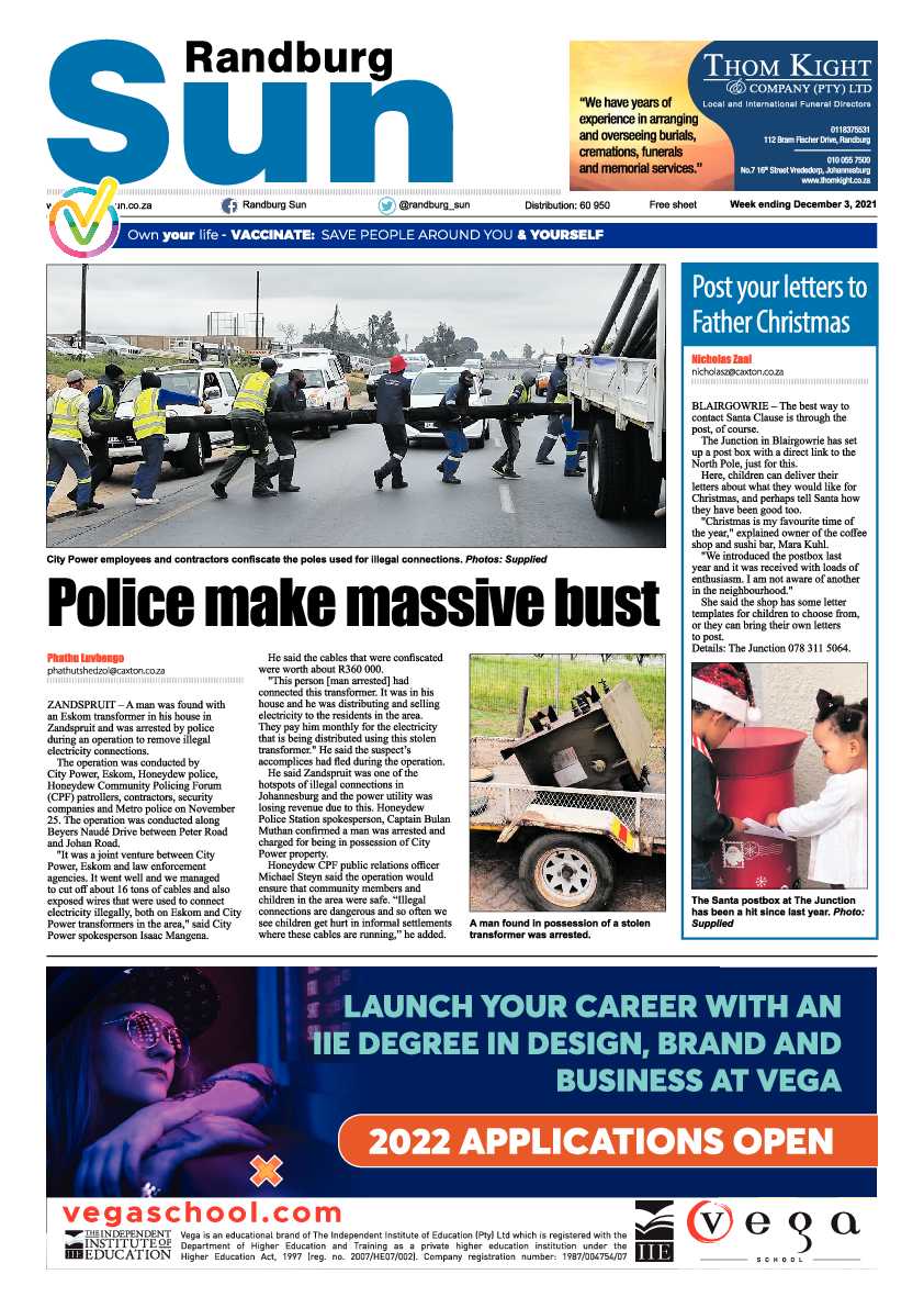 Randburg Sun 03 December 2021 page 1