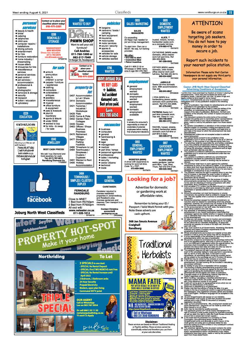 Randburg Sun  04 August 2021 page 11