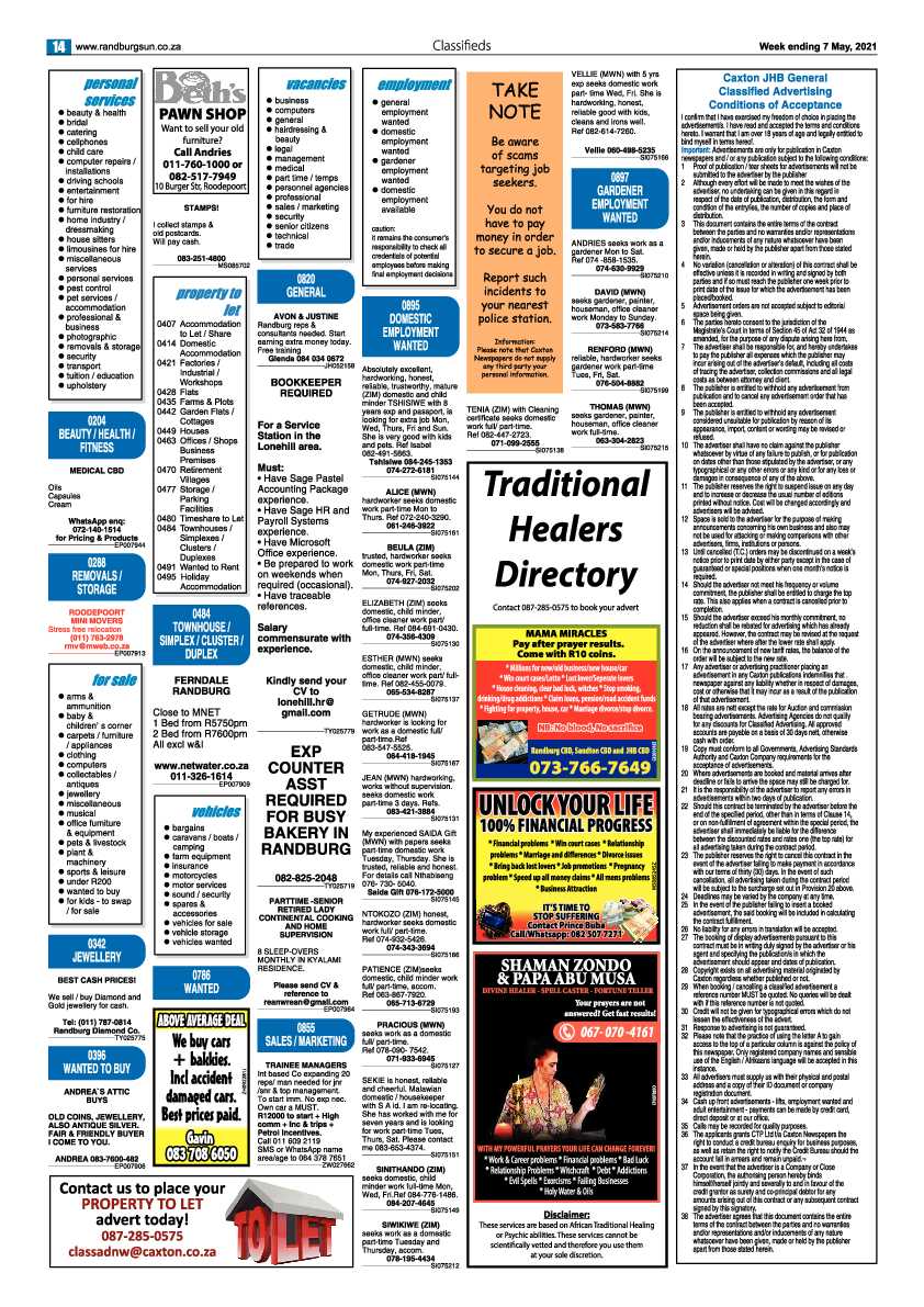 Randburg Sun 05 May 2021 page 14