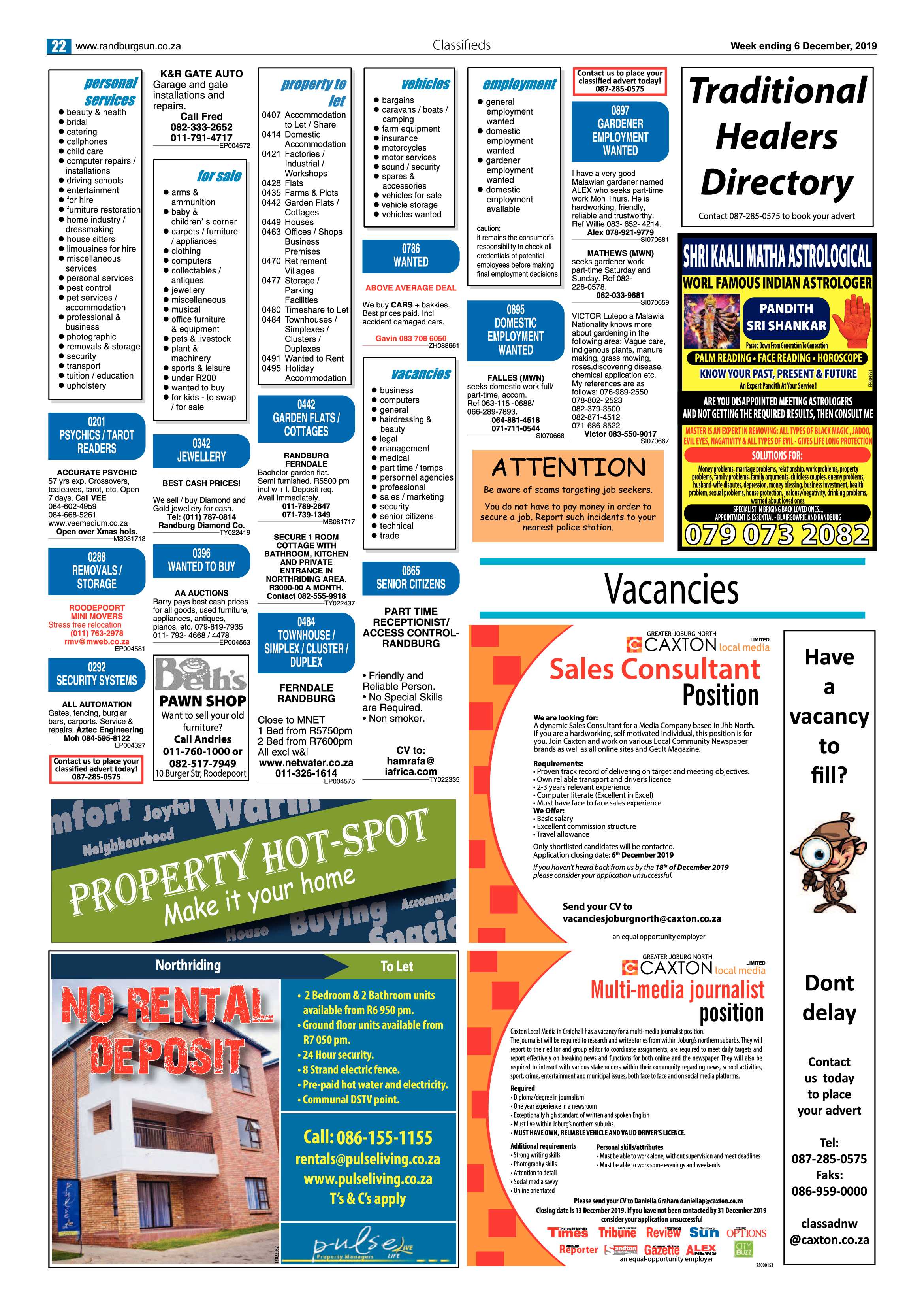 Randburg Sun 06 December 2019 page 22