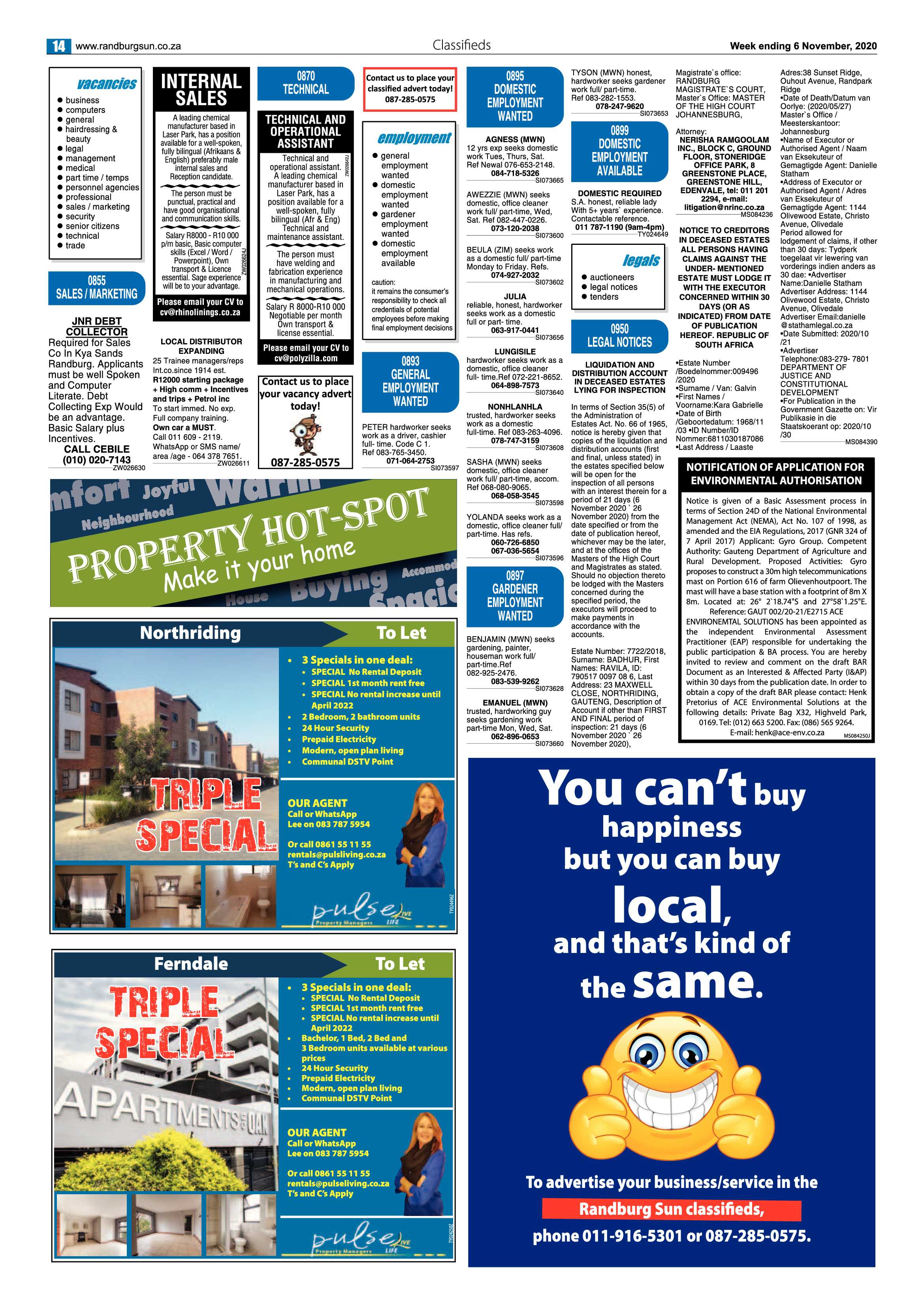Randburg Sun 06 November 2020 page 14
