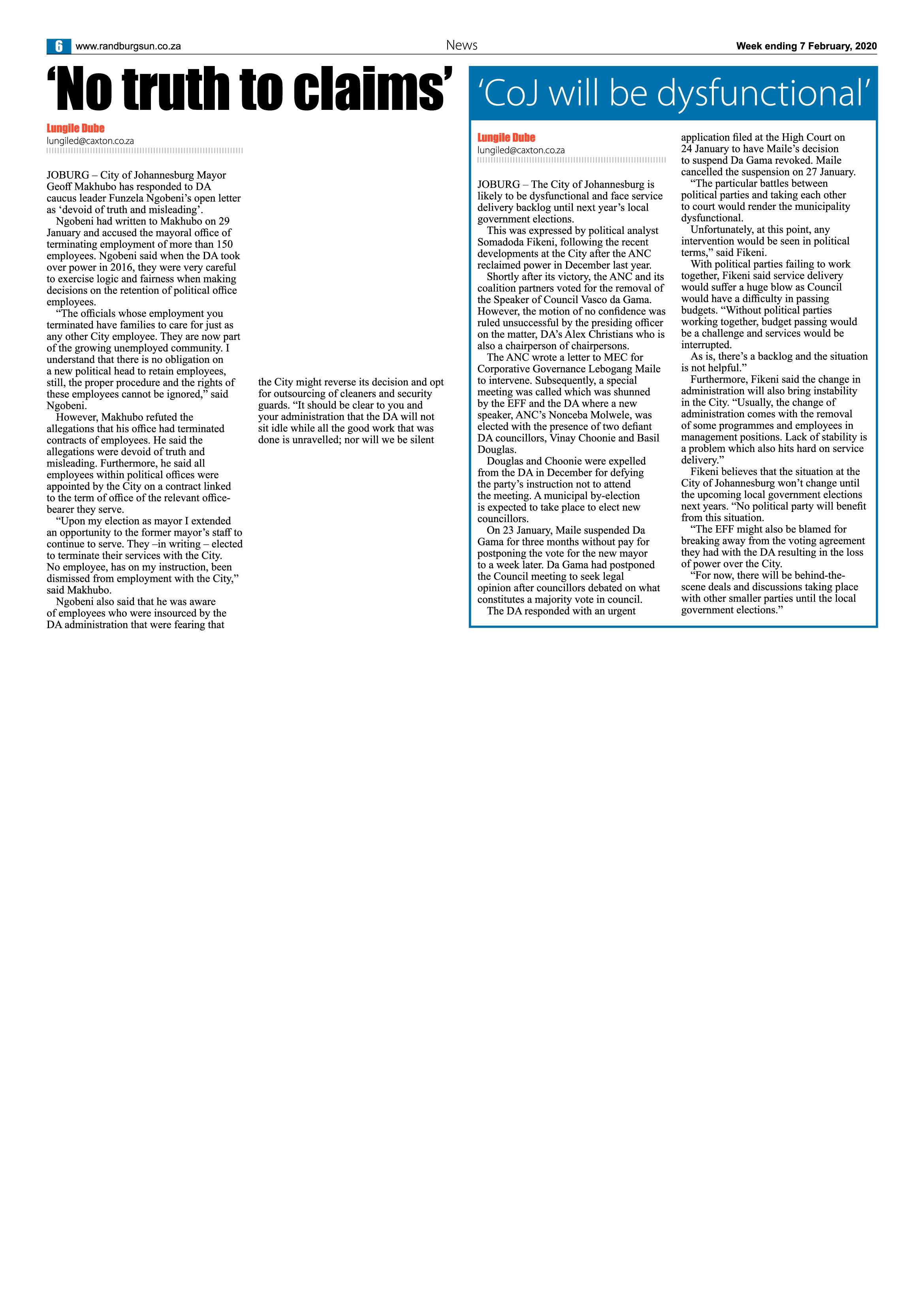 Randburg Sun 07 February 2020 page 6
