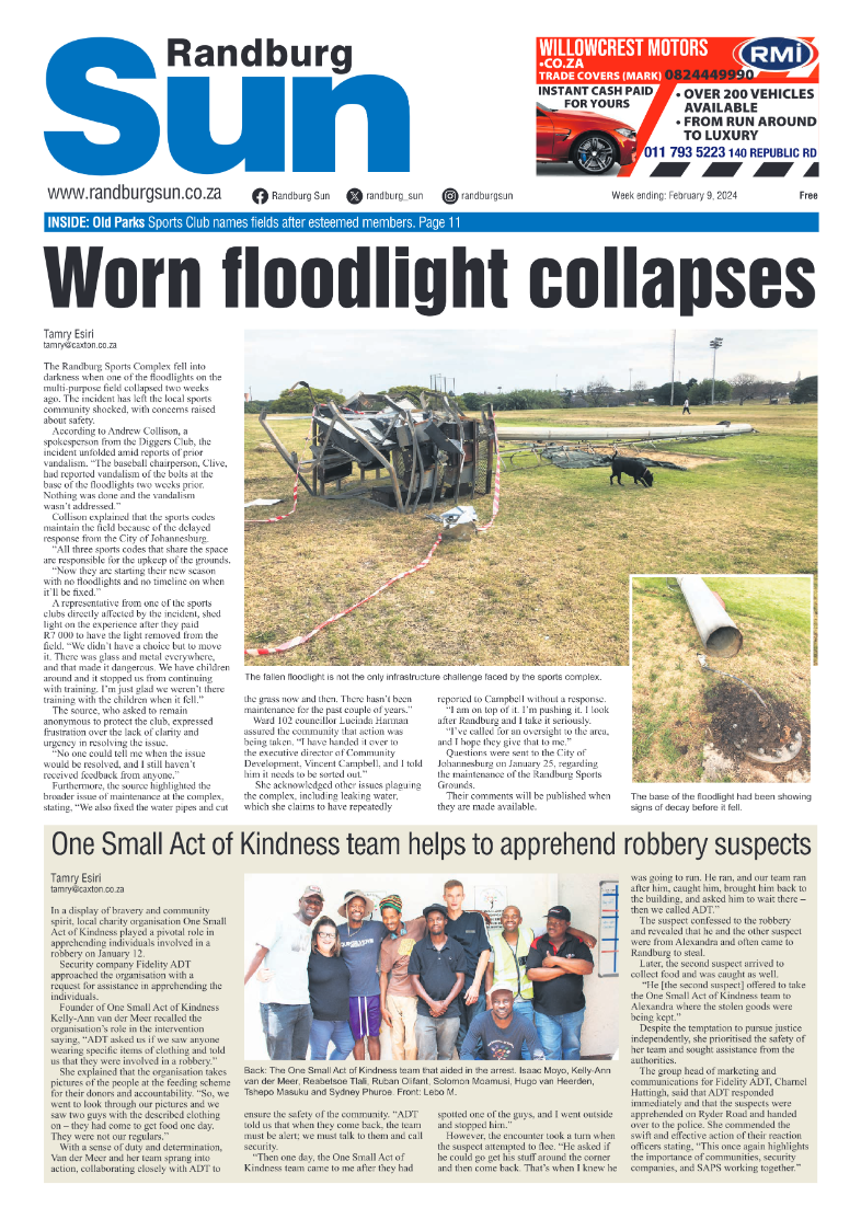 Randburg Sun 09 February 2024 page 1