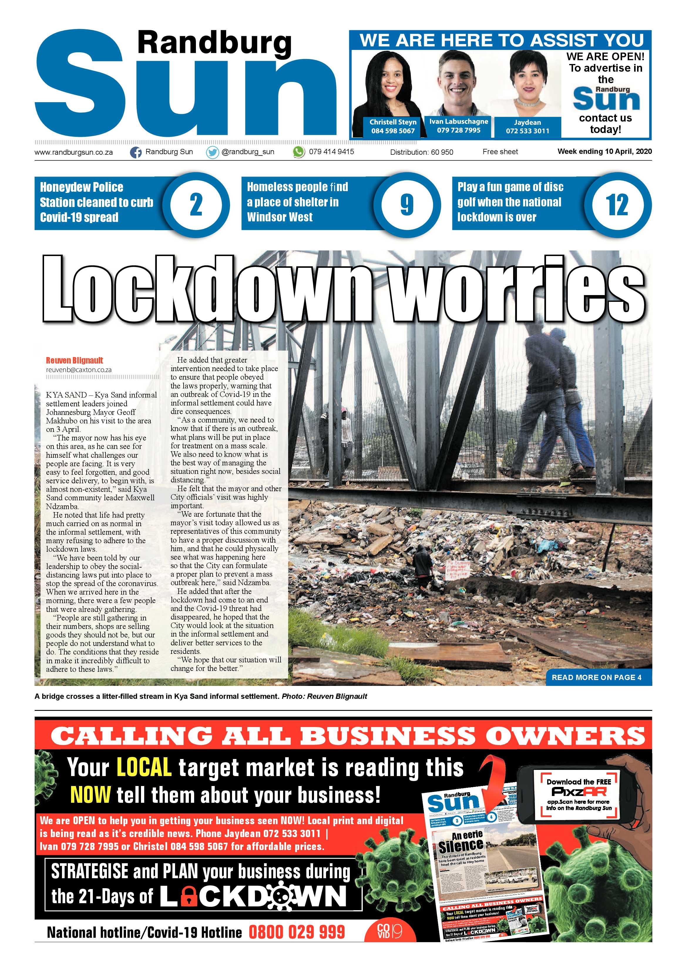 Randburg Sun 10 April 2020 page 1