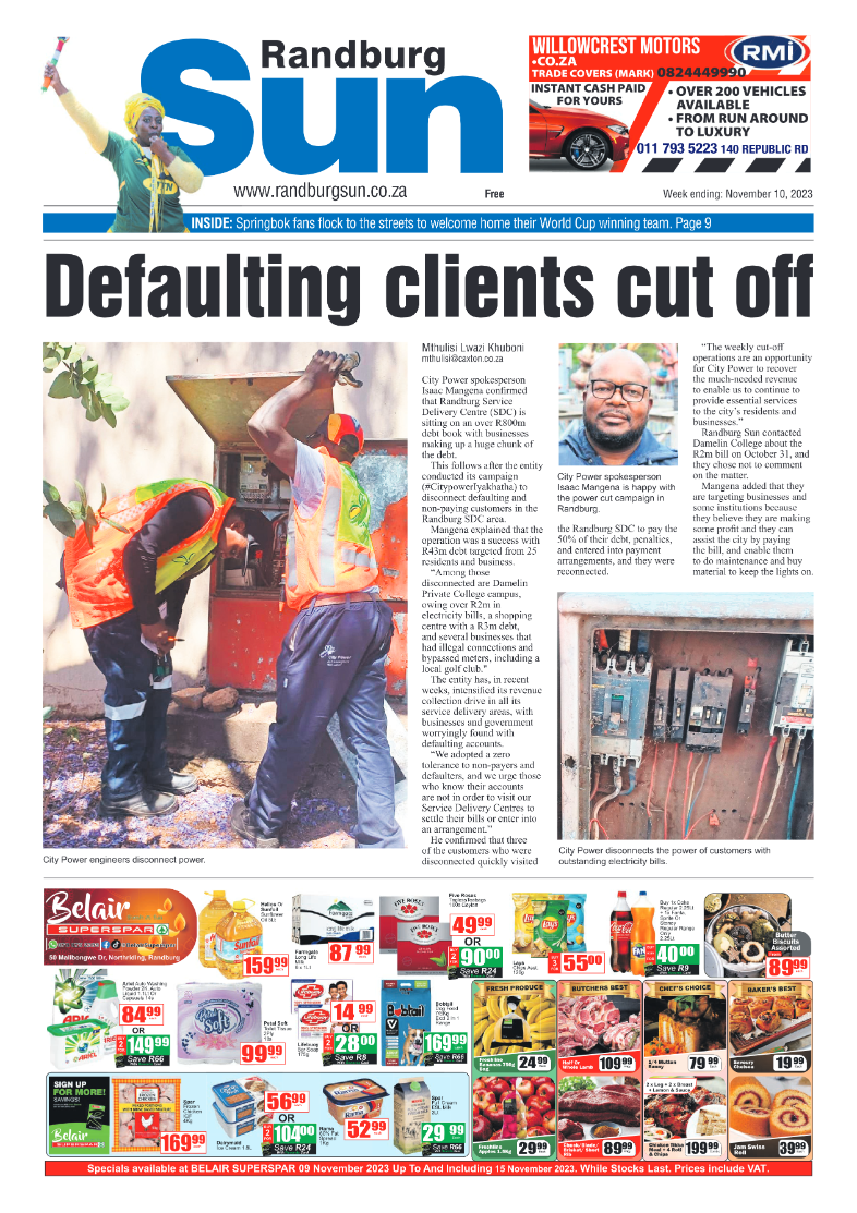 Randburg Sun 10 November 2023 page 1