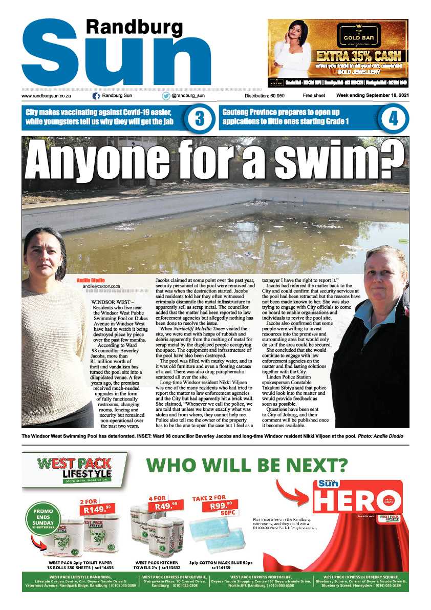Randburg Sun 10 September 2021 page 1