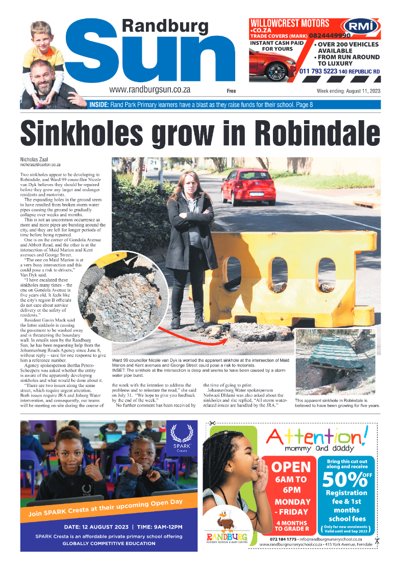 Randburg Sun 11 Aug 2023 page 1