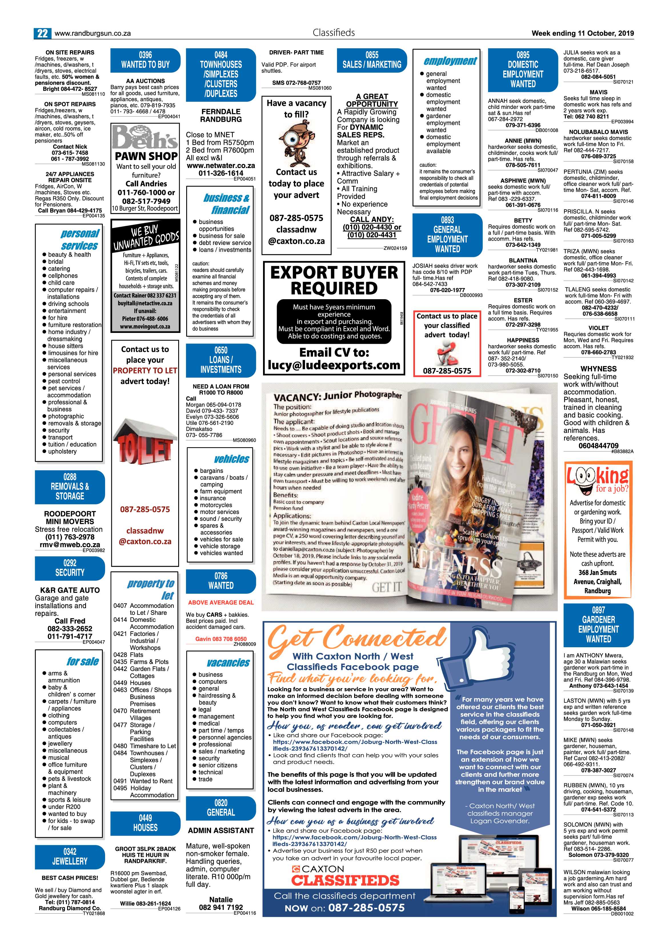 Randburg Sun 11 October, 2019 page 22