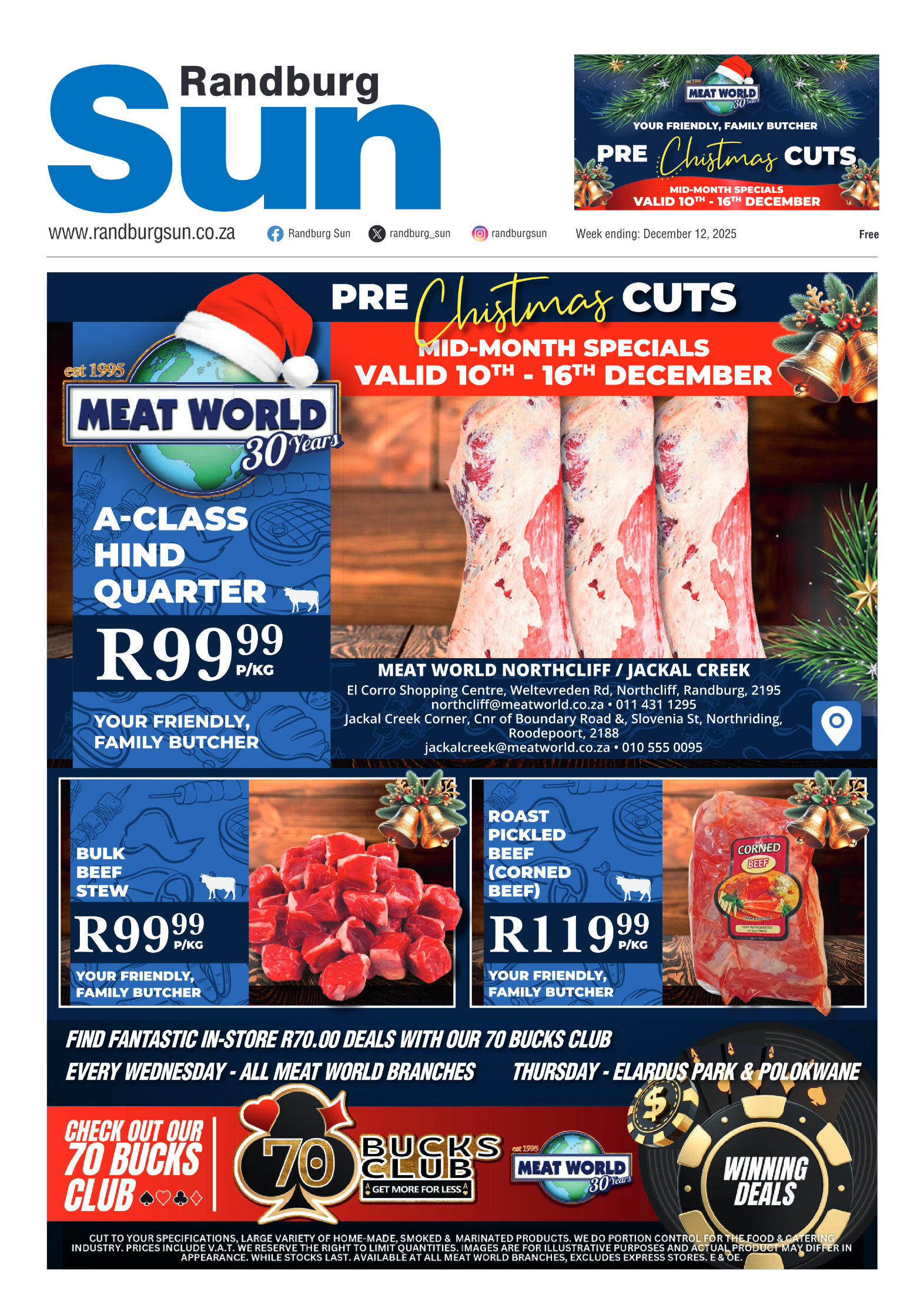 Randburg Sun 12 December 2025 page 1