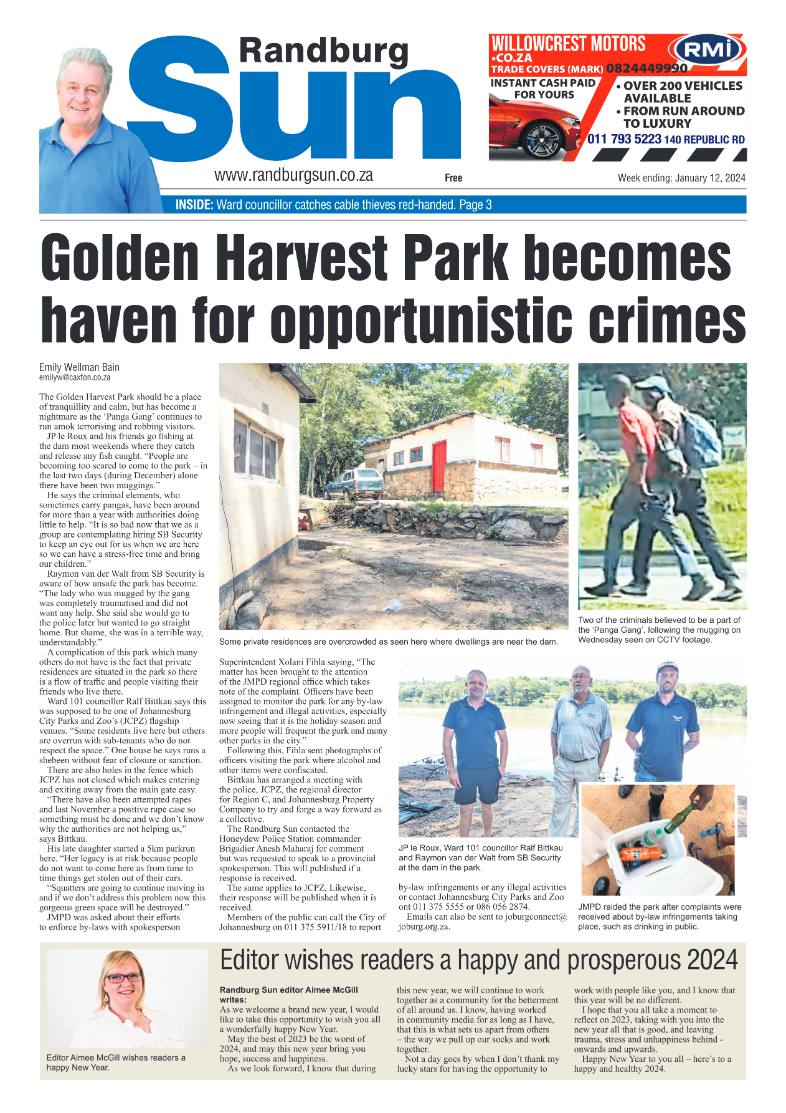 Randburg Sun 12 January 2024 page 1