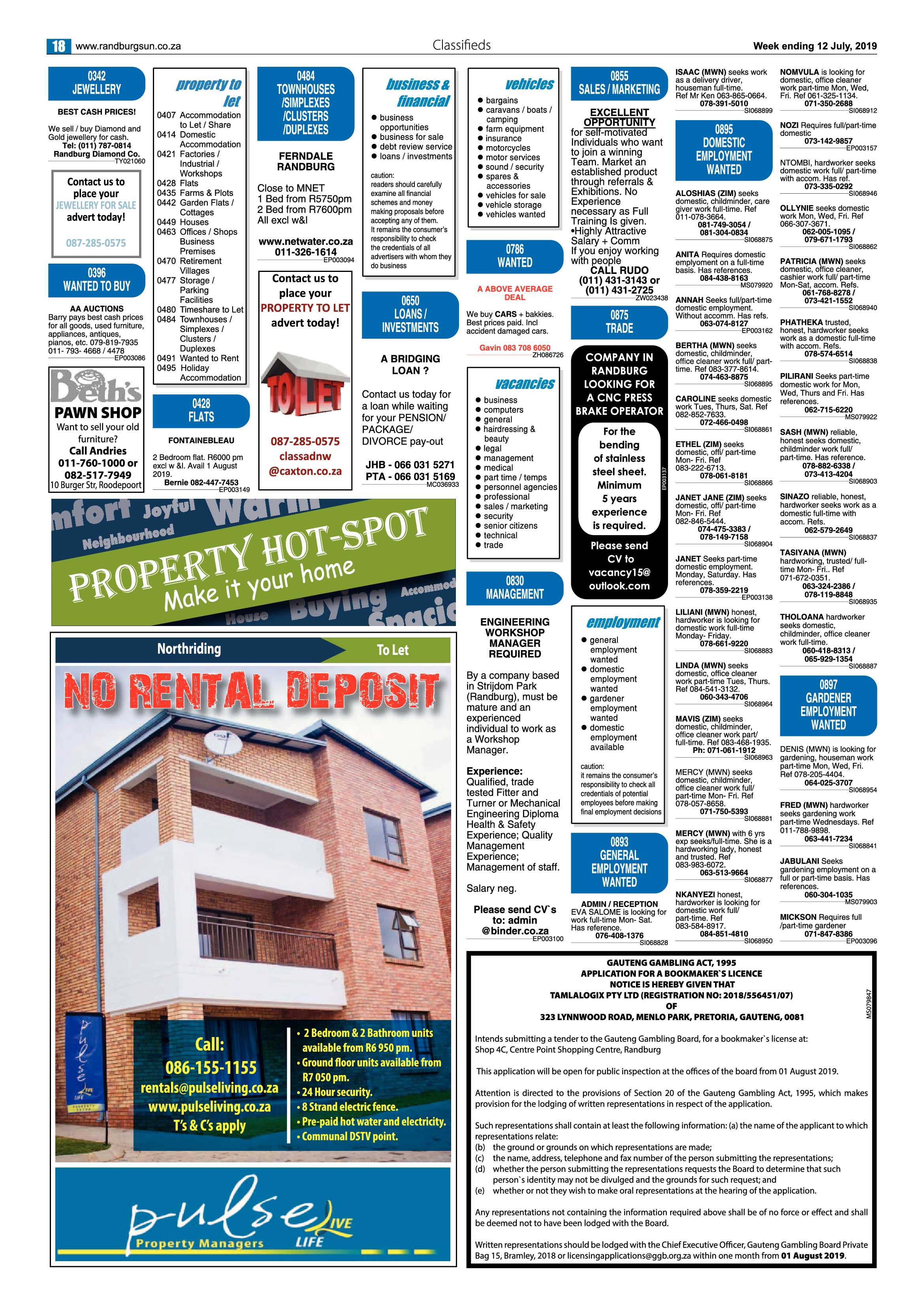Randburg Sun 12 July, 2019 page 18