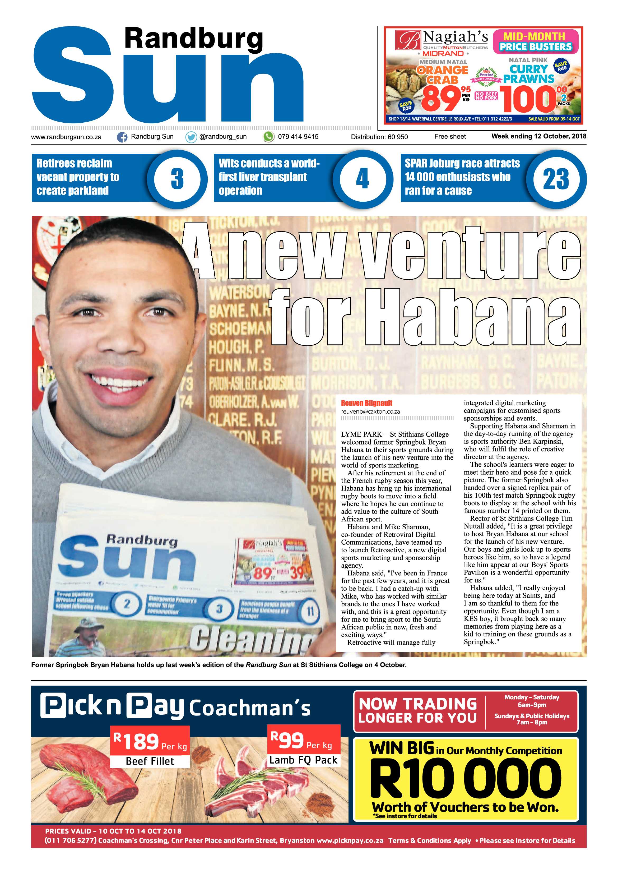 Randburg Sun 12 October 2018 page 1