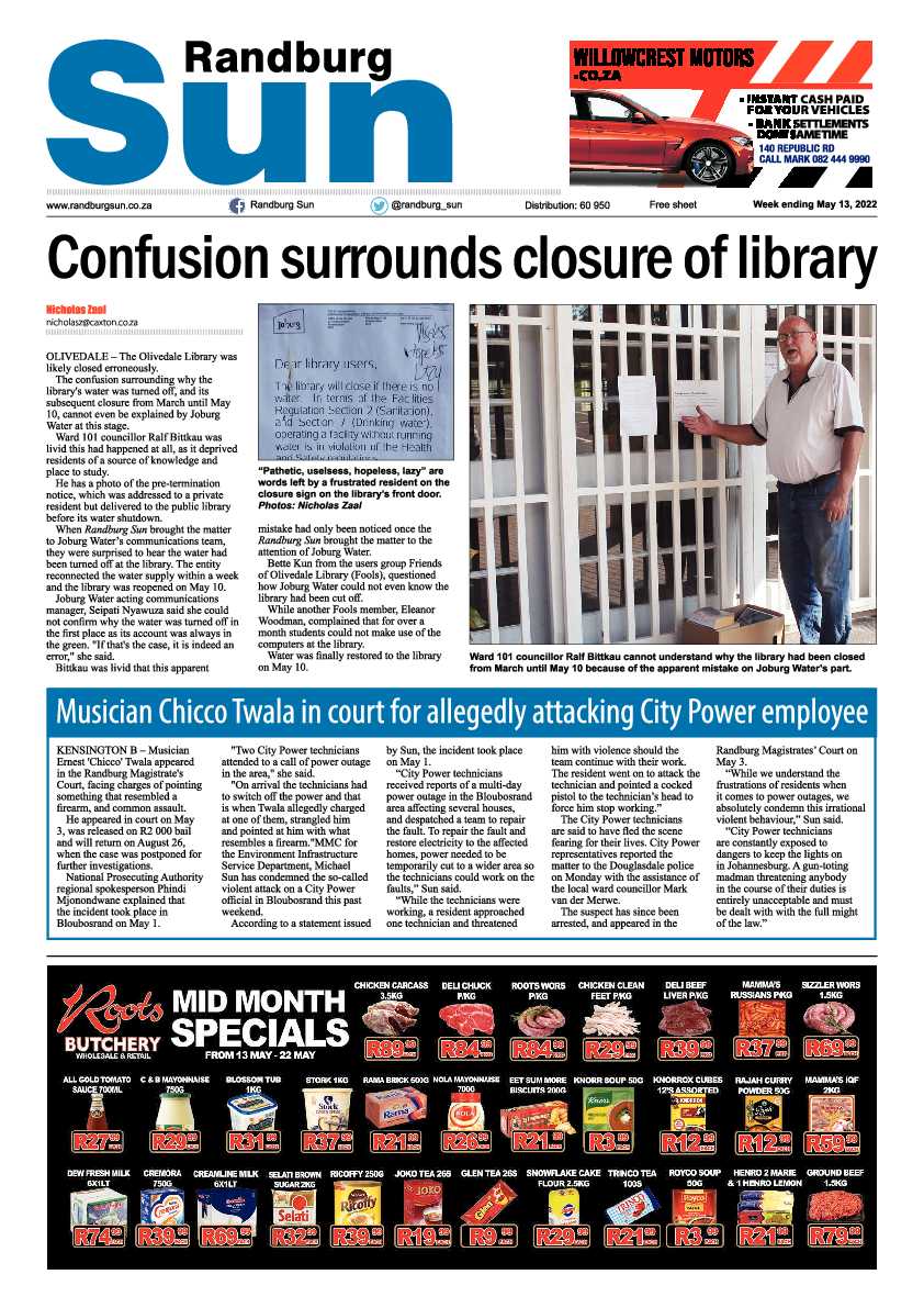 Randburg Sun 13 May 2022 page 1