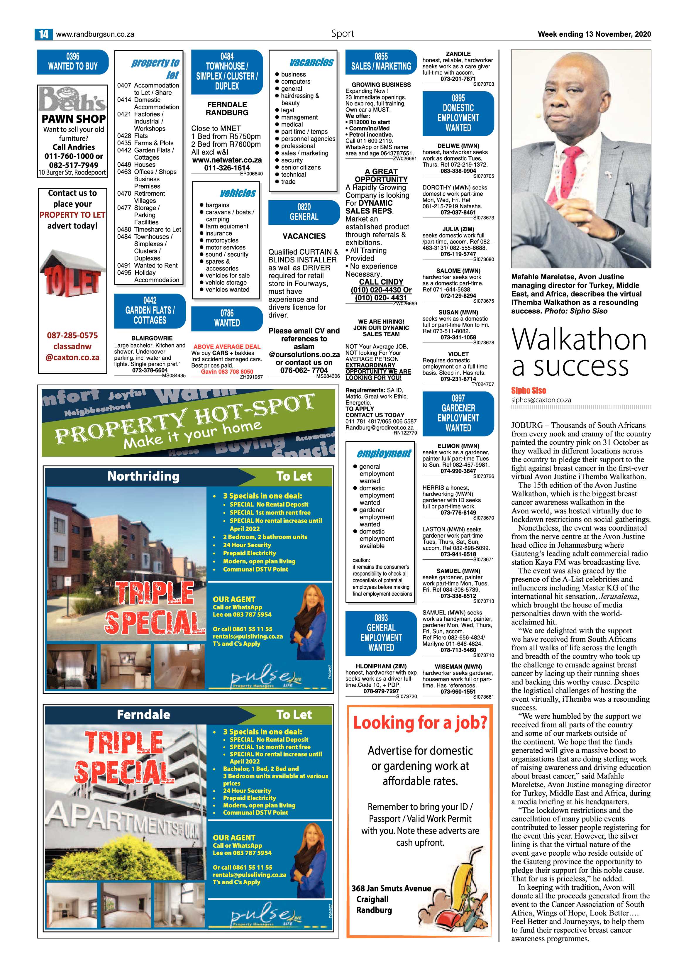 Randburg Sun 13 November 2020 page 14
