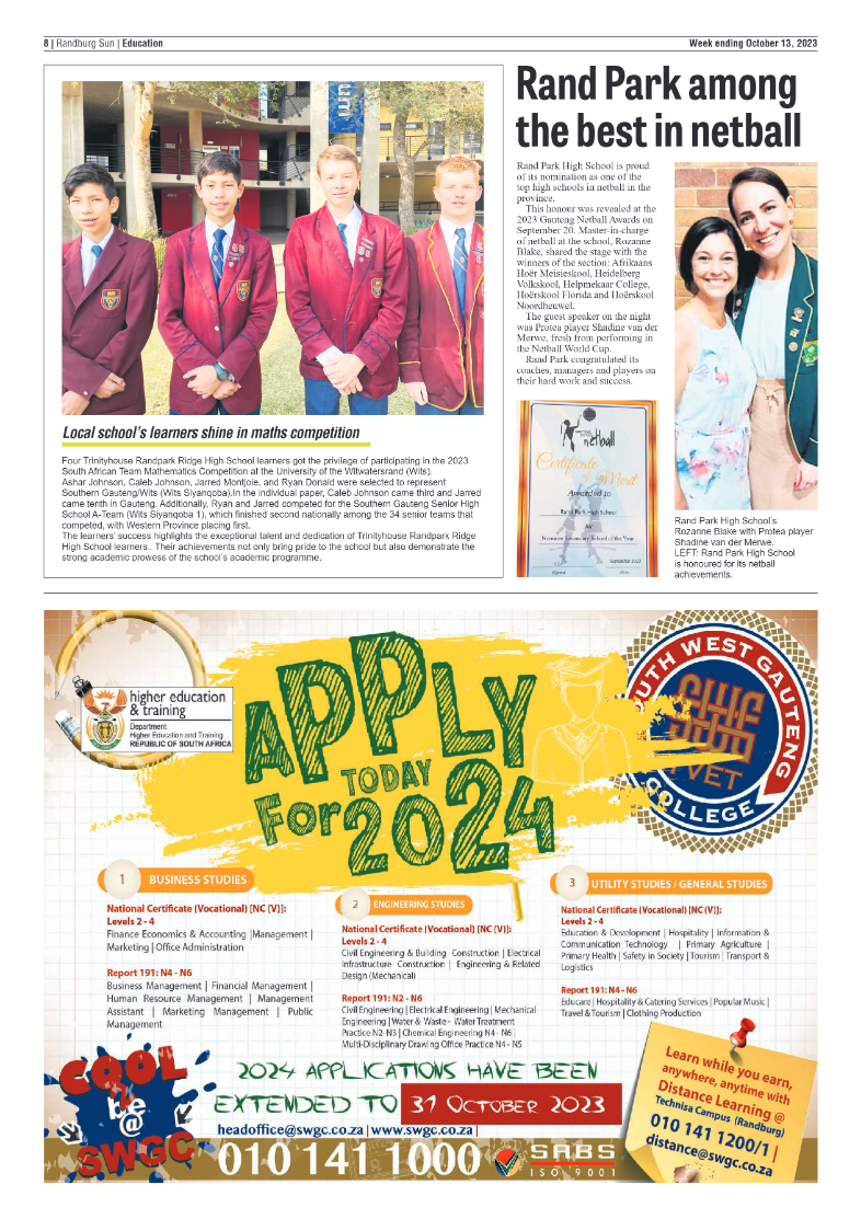 Randburg Sun 13 October 2023 page 8