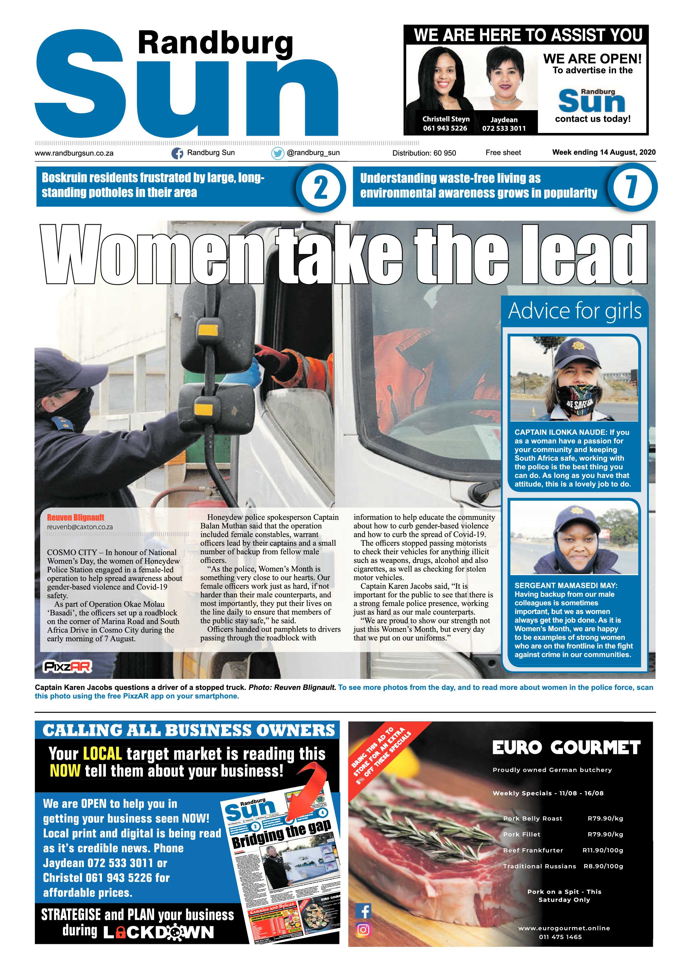 Randburg Sun 14 August 2020 page 1