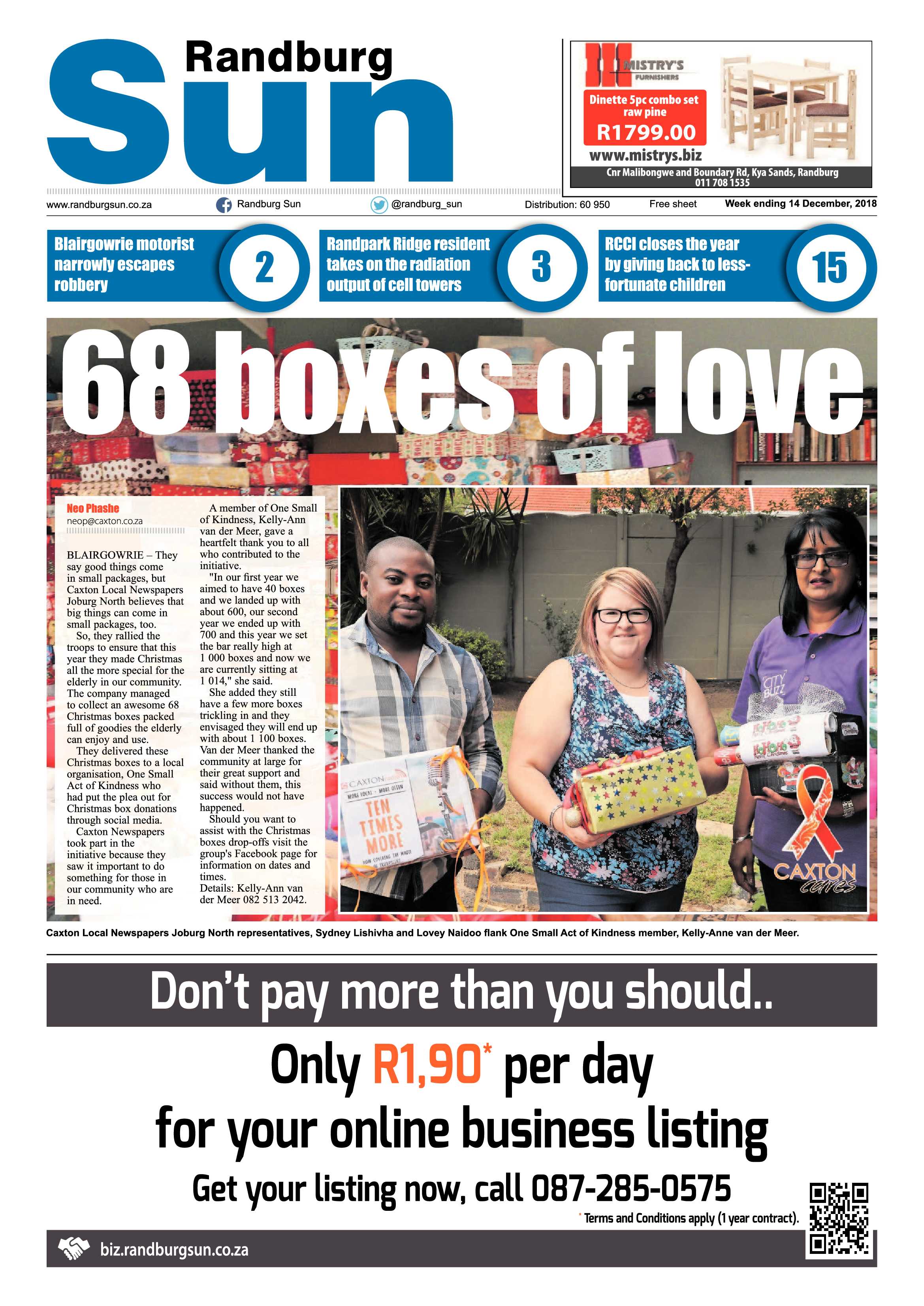 Randburg Sun 14 December 2018 page 1
