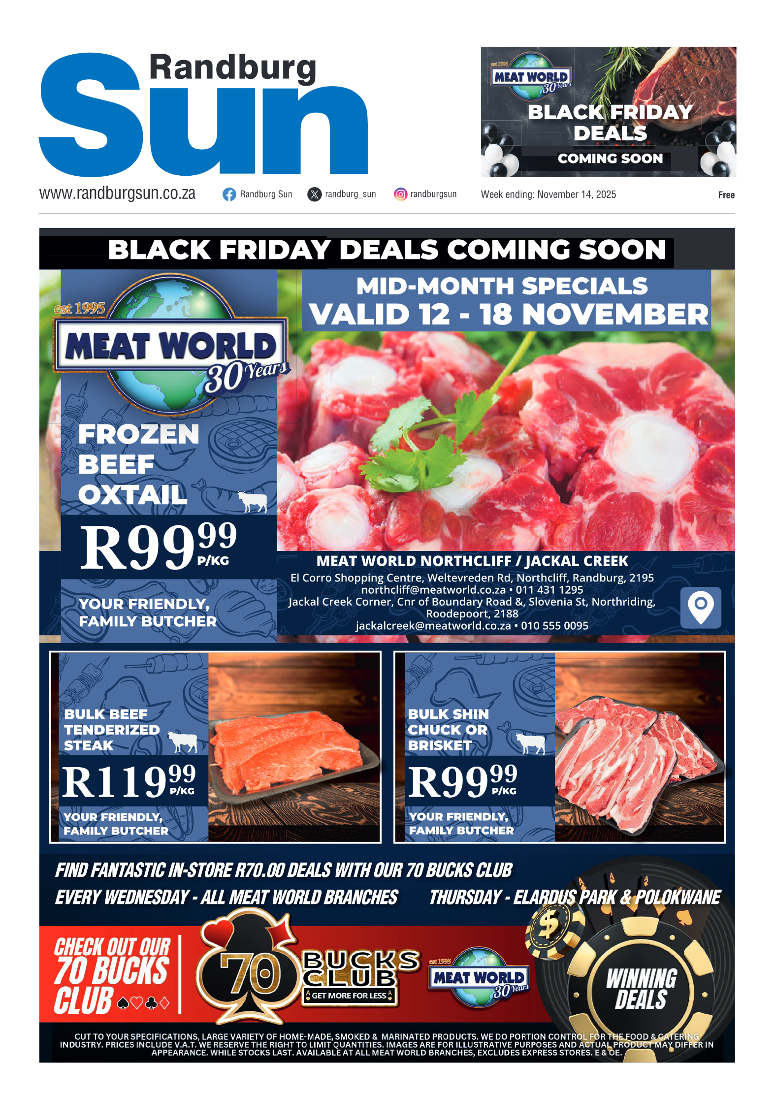 Randburg Sun 14 November 2025 page 1