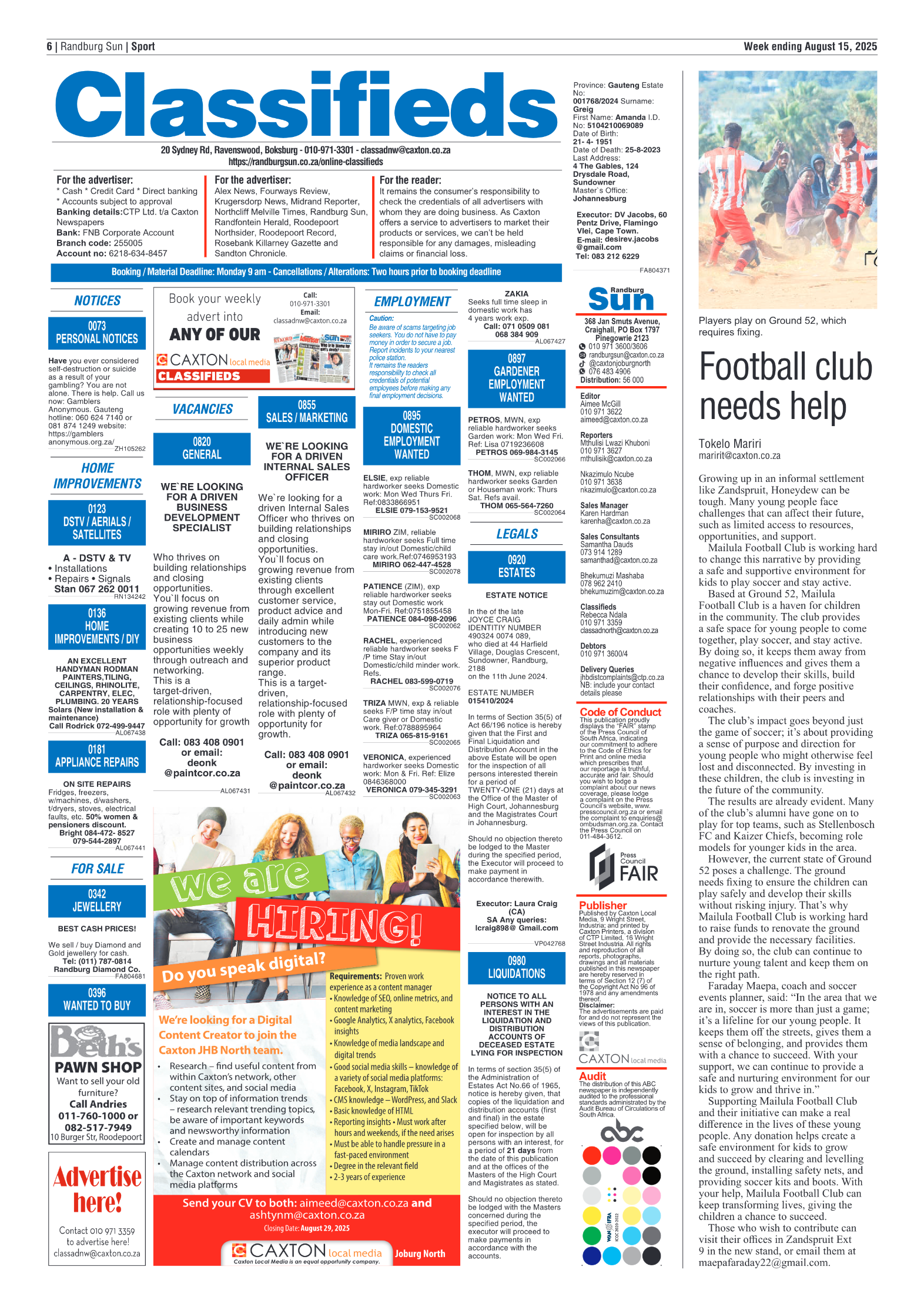 Randburg Sun 15 August 2025 page 8