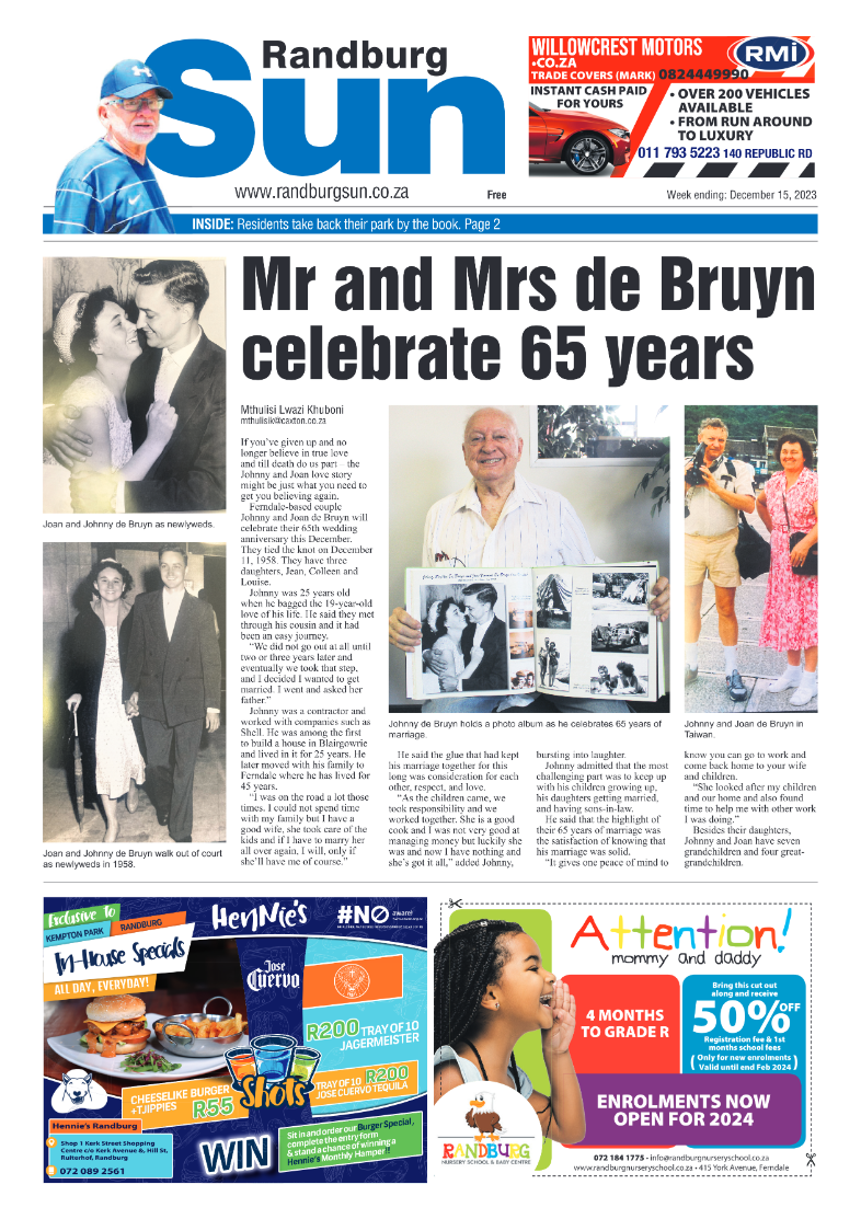 Randburg Sun 15 December 2023 page 1