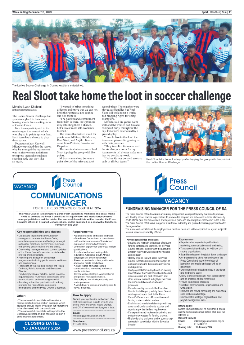 Randburg Sun 15 December 2023 page 11