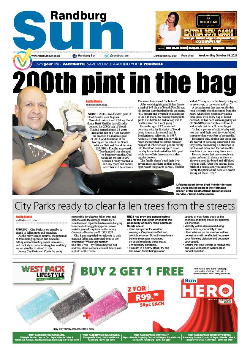 Randburg Sun 15 October 2021 page 1