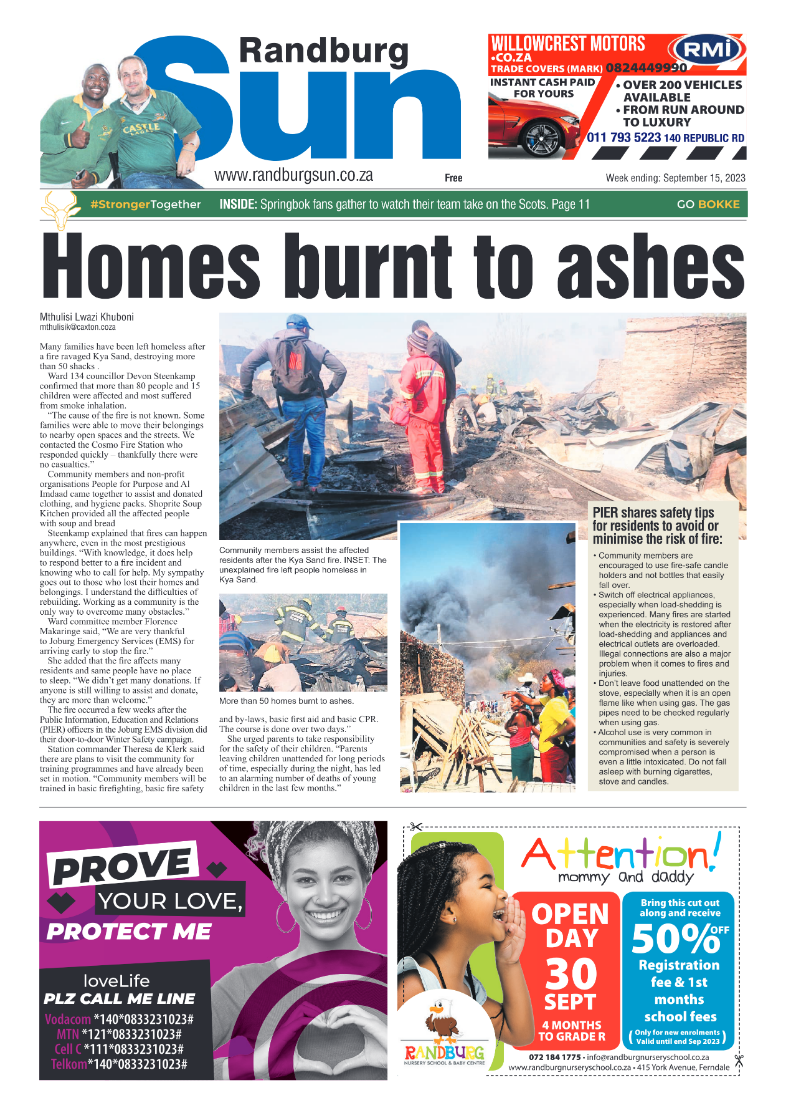 Randburg Sun 15 September 2023 page 1