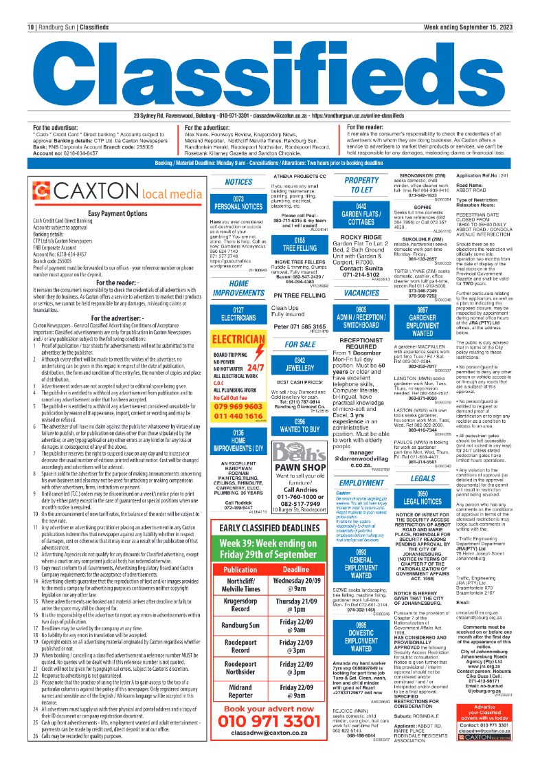 Randburg Sun 15 September 2023 page 10