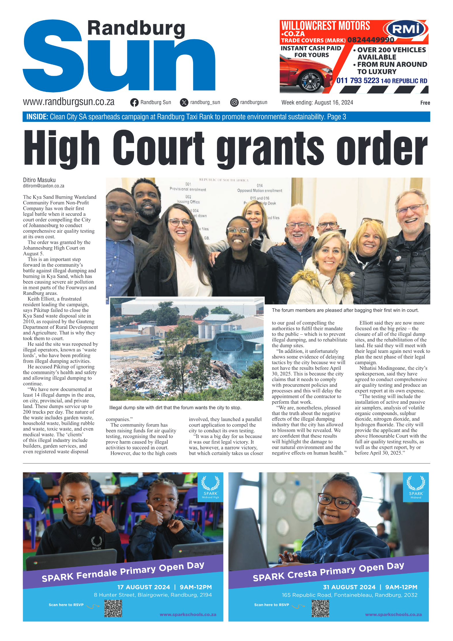 Randburg Sun 16 August 2024 page 1