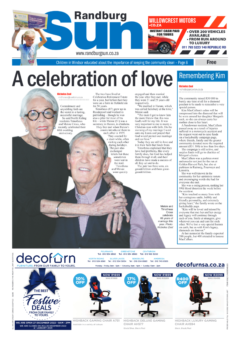 Randburg Sun 16 Dec 2022 page 1