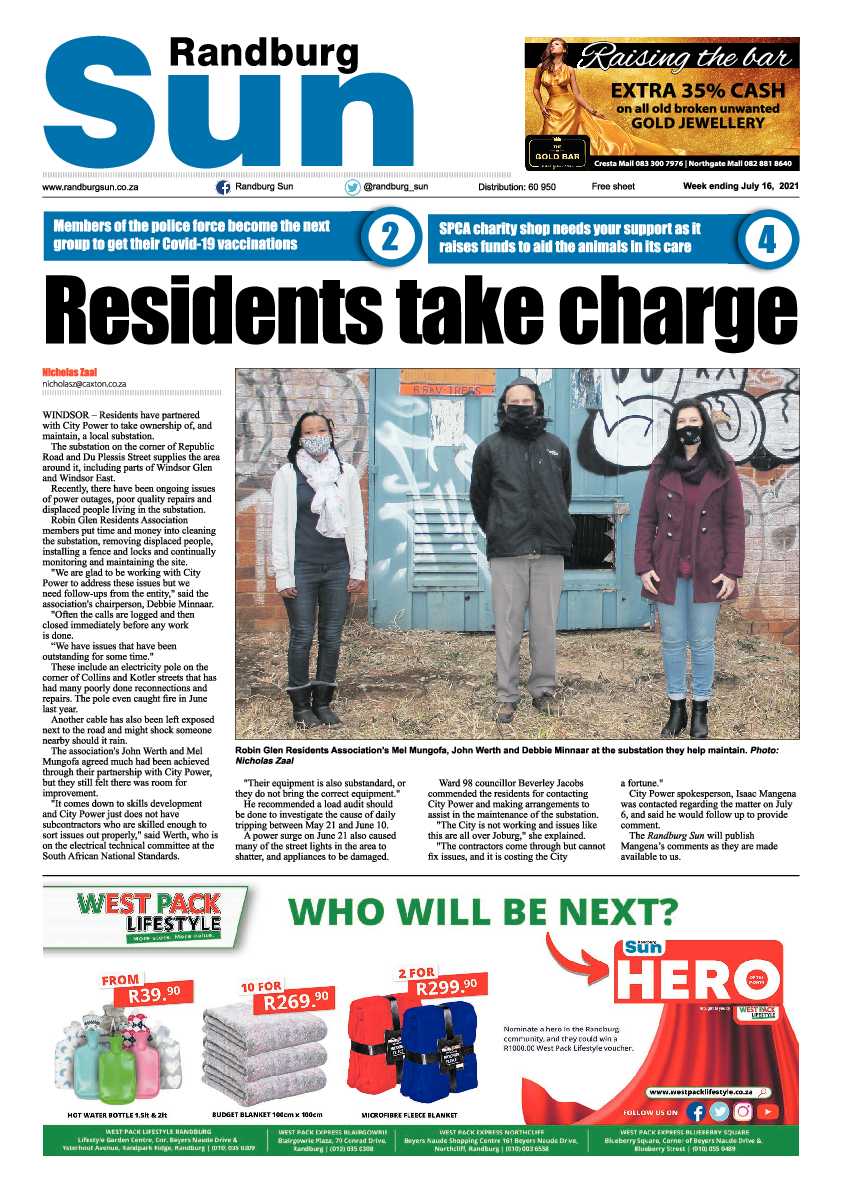 Randburg Sun  16 July 2021 page 1