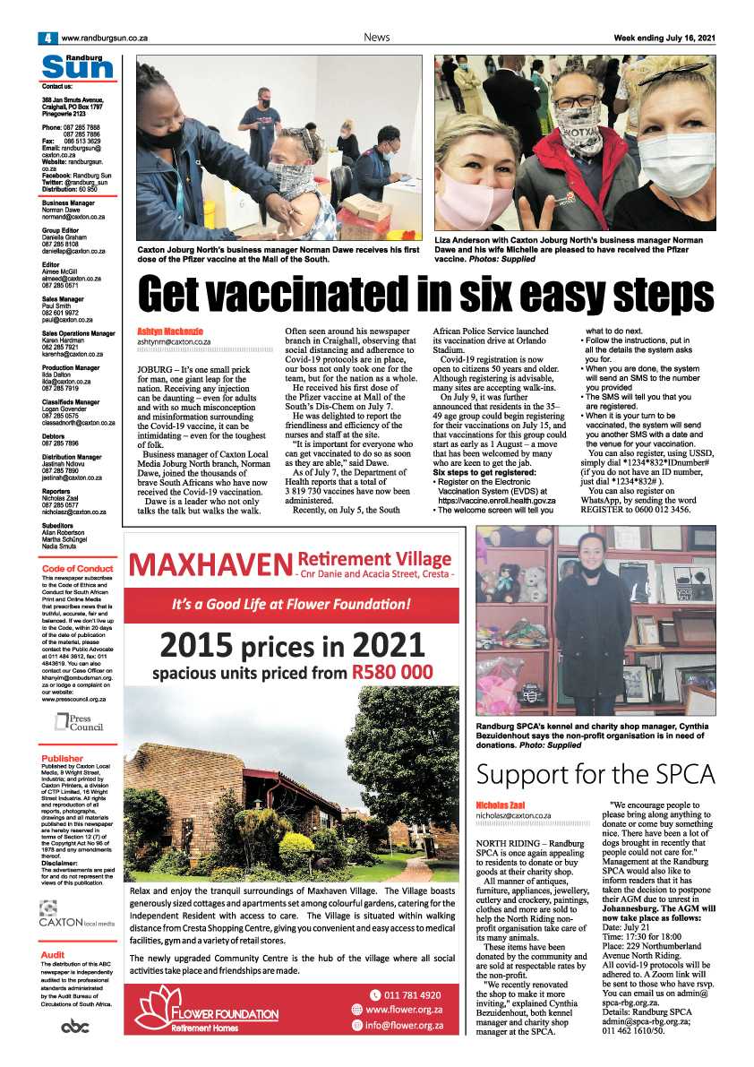 Randburg Sun  16 July 2021 page 4