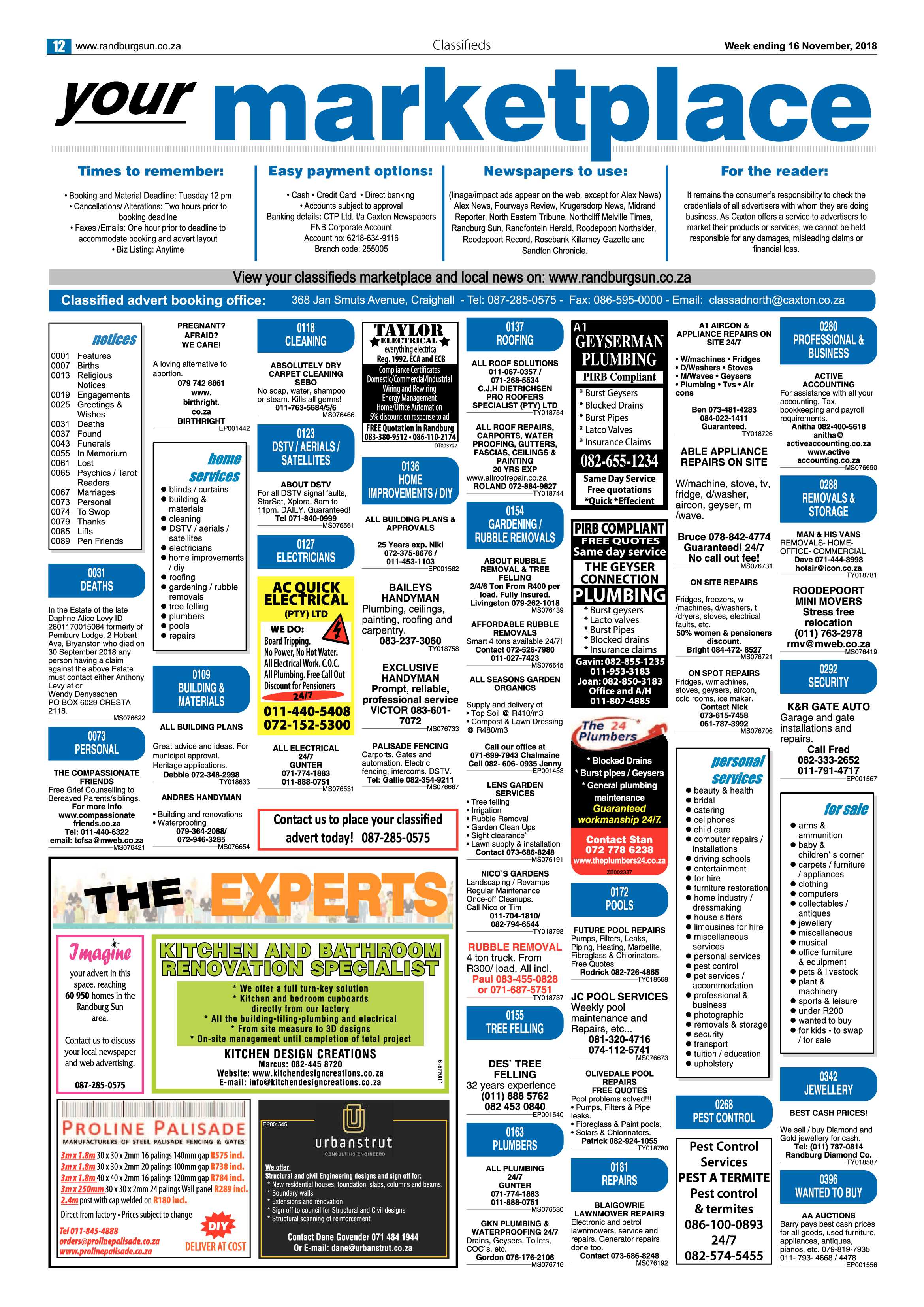 Randburg Sun 16 November 2018 page 12