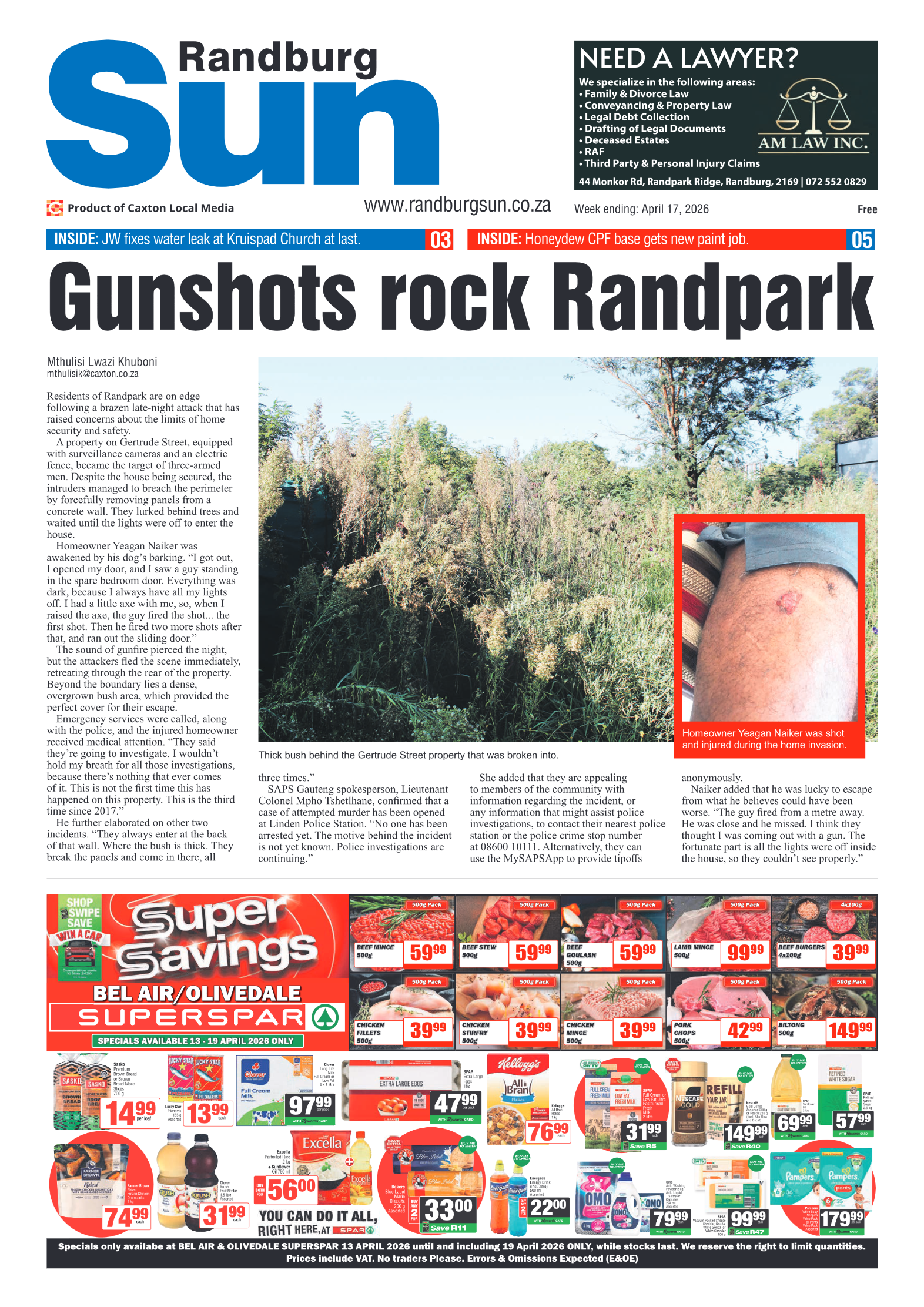 Randburg Sun 17 April 2026 page 1