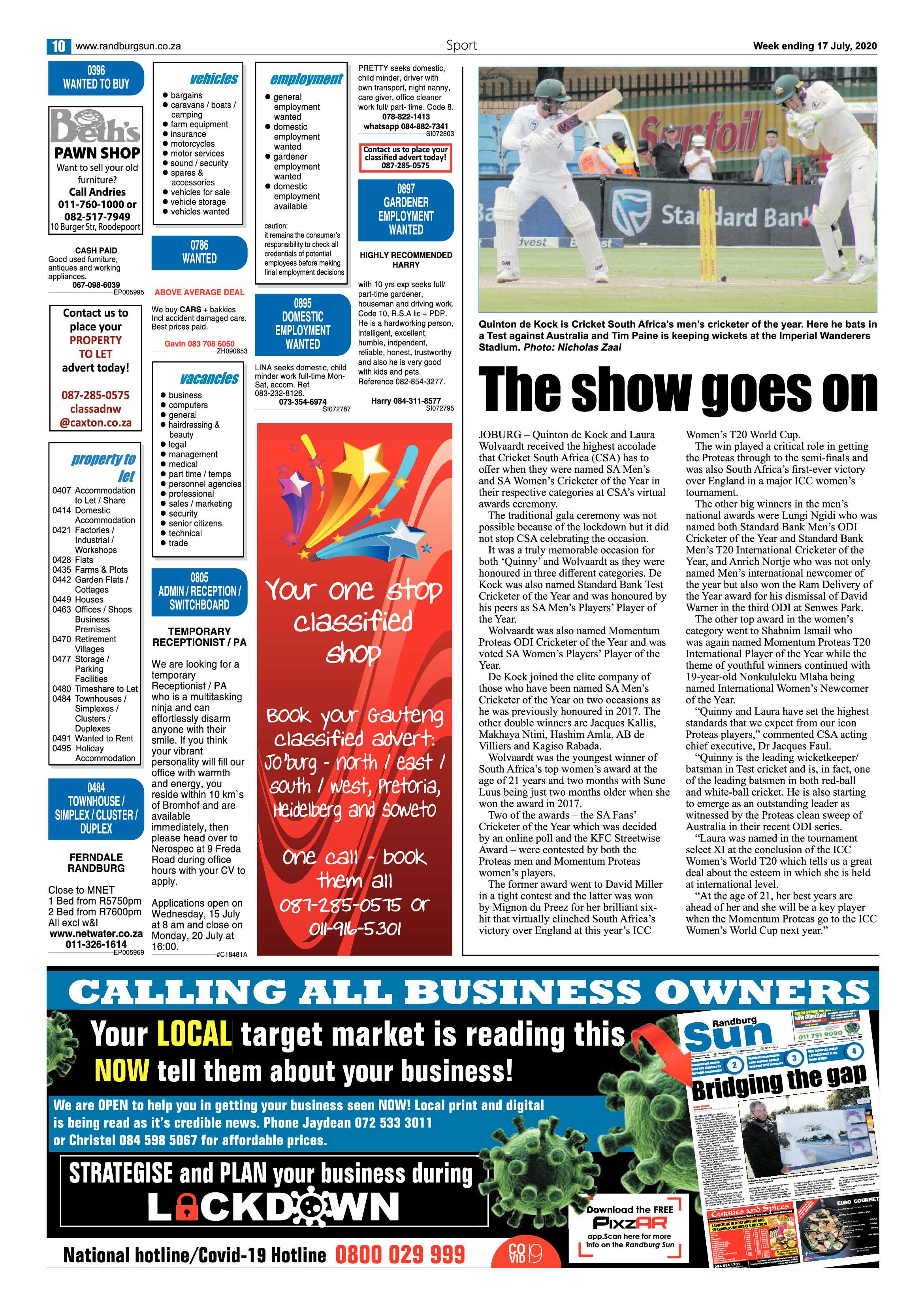 Randburg Sun 17 July 2020 page 10