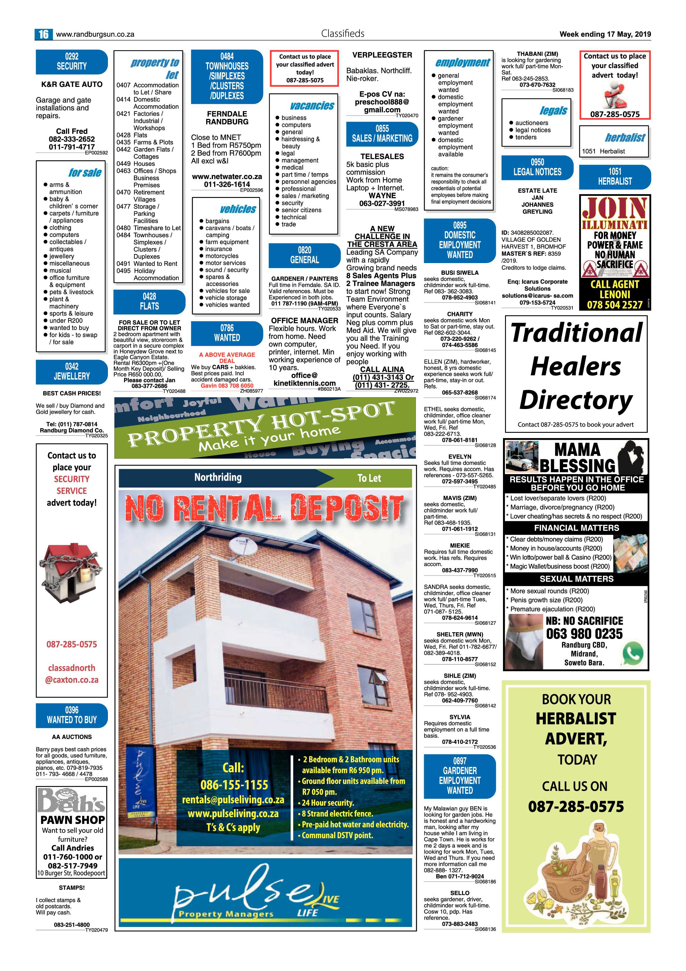 Randburg Sun 17 May, 2019 page 16