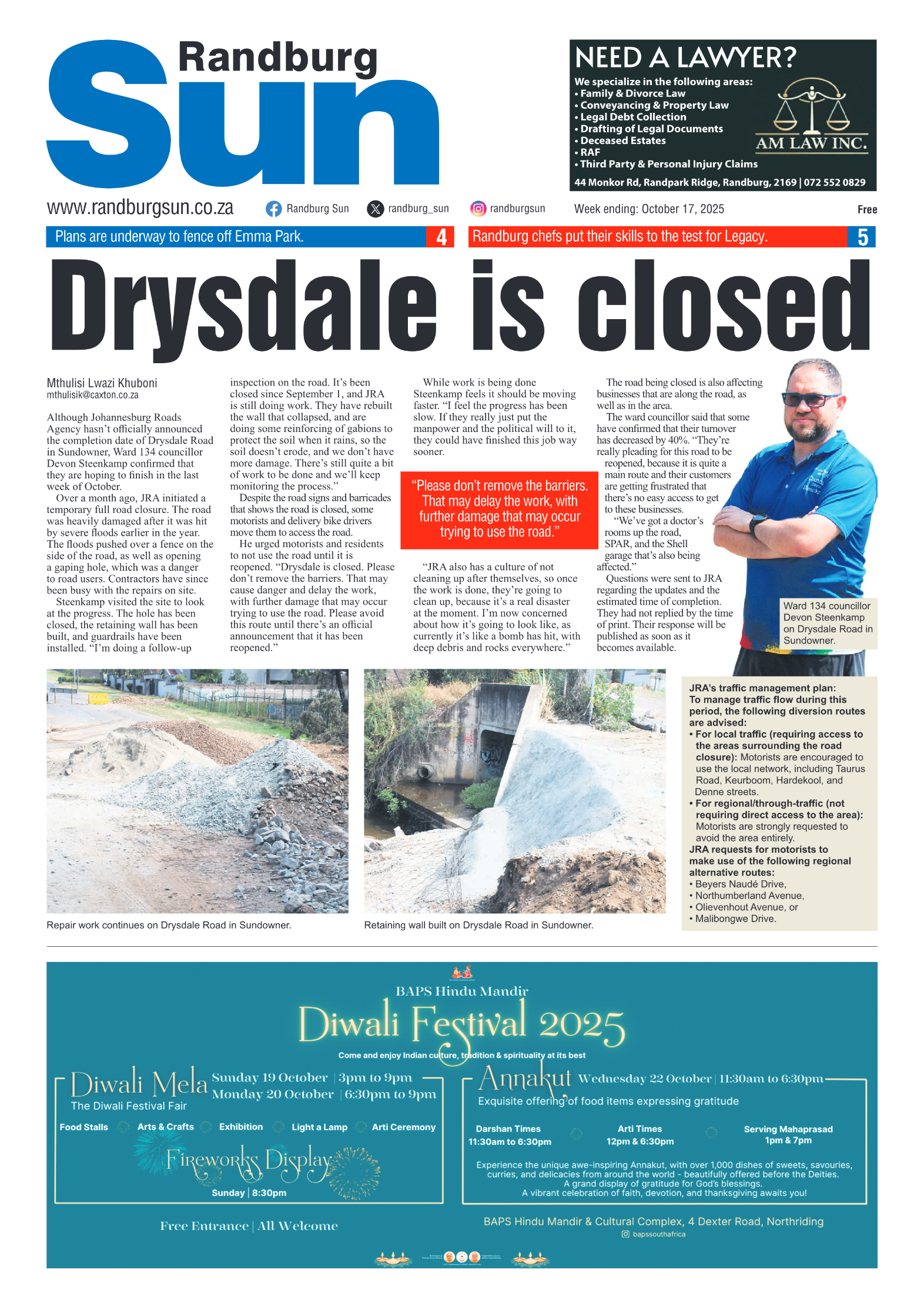 Randburg Sun 17 October 2025 page 1