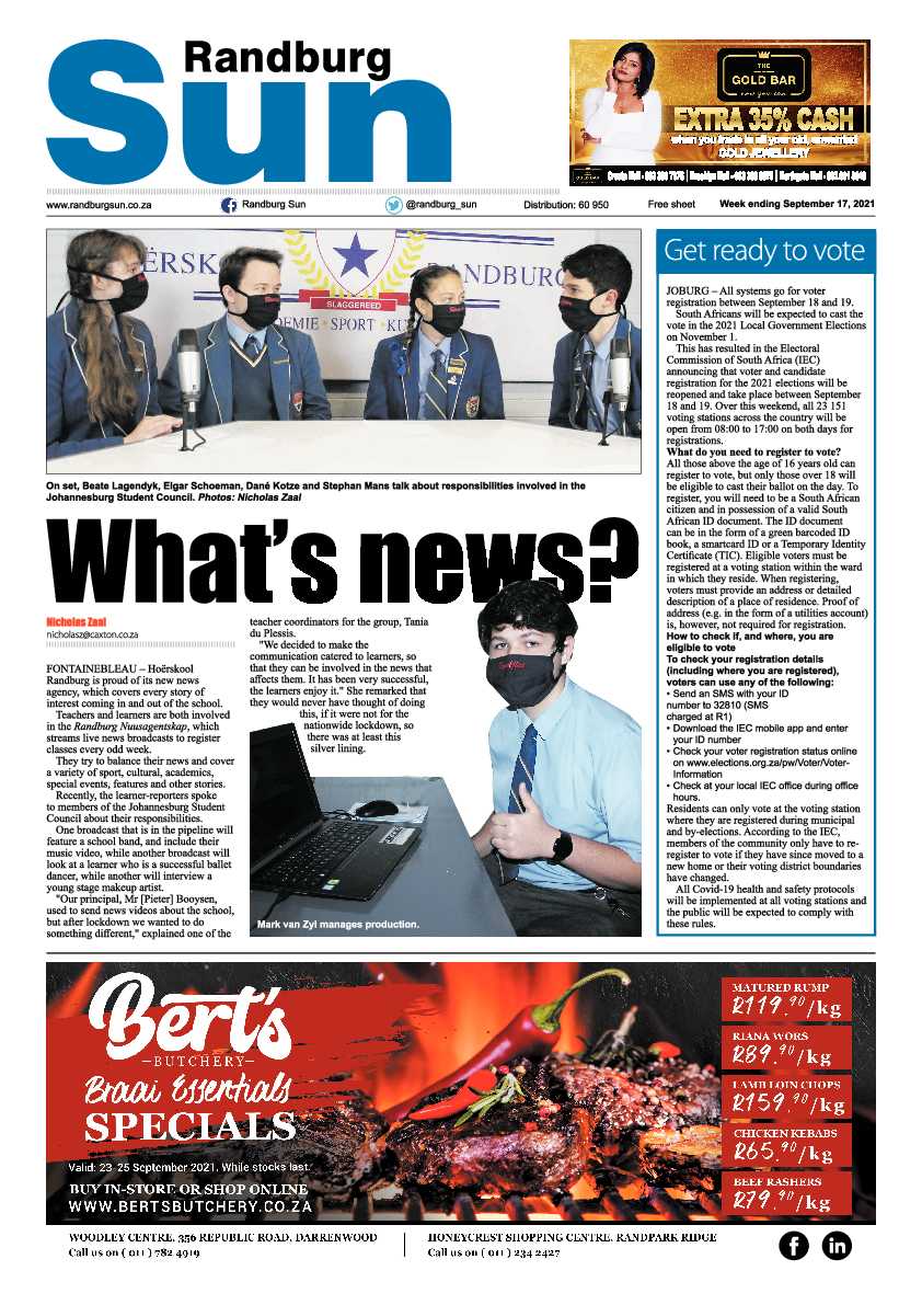 Randburg Sun 17 September 2021 page 1