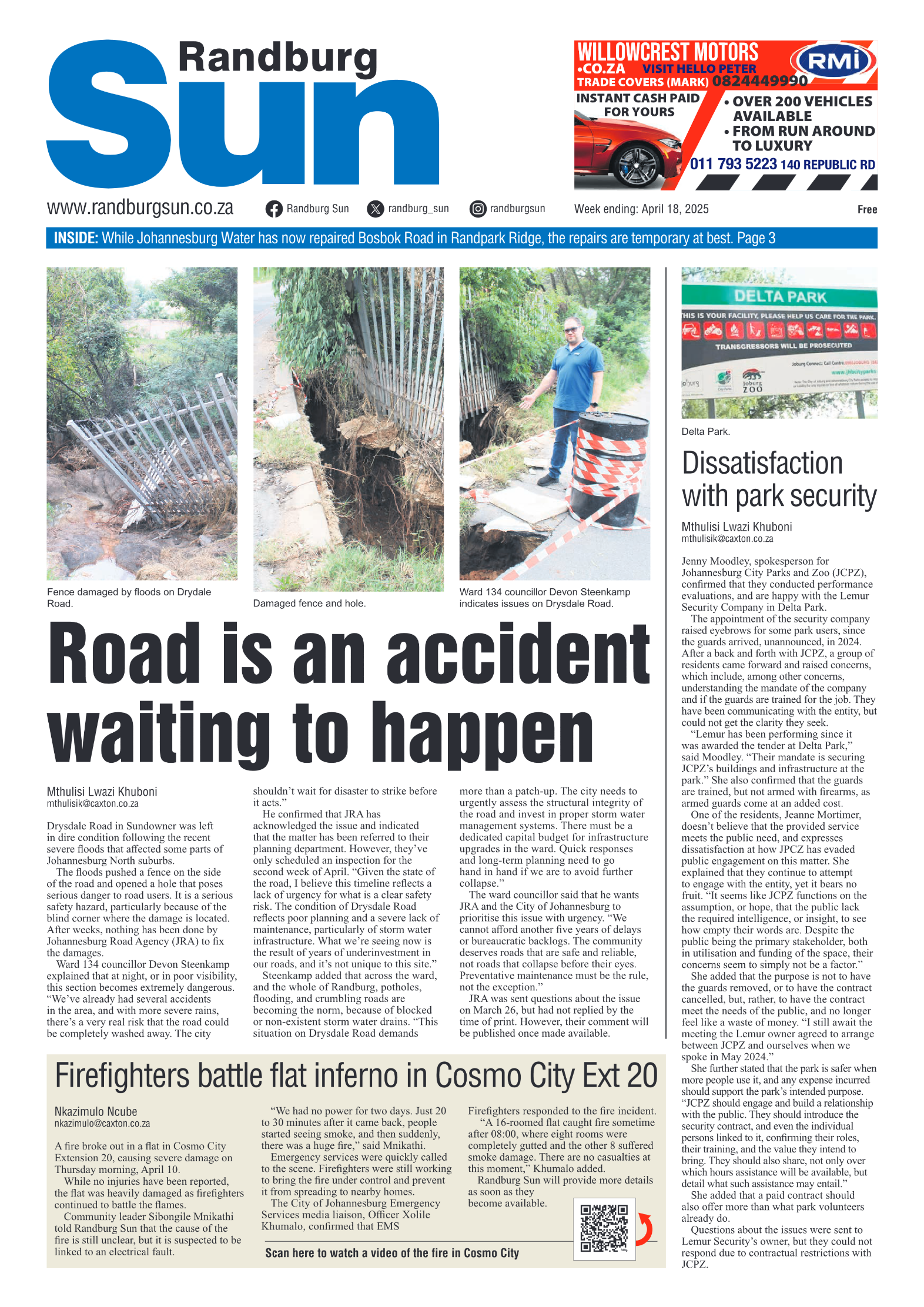 Randburg Sun 18 April 2025 page 1