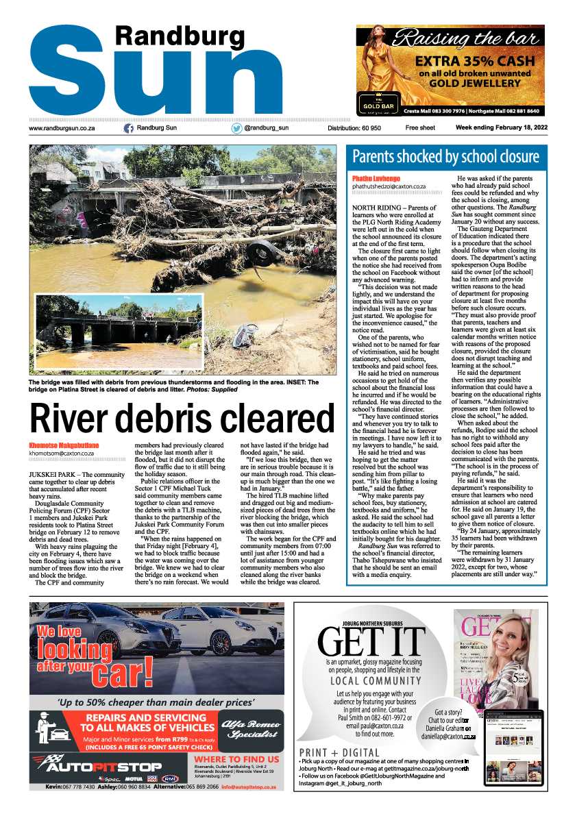Randburg Sun 18 February 2022 page 1