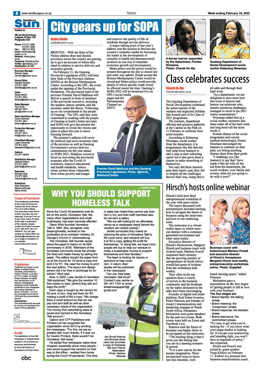 Randburg Sun 18 February 2022 page 4