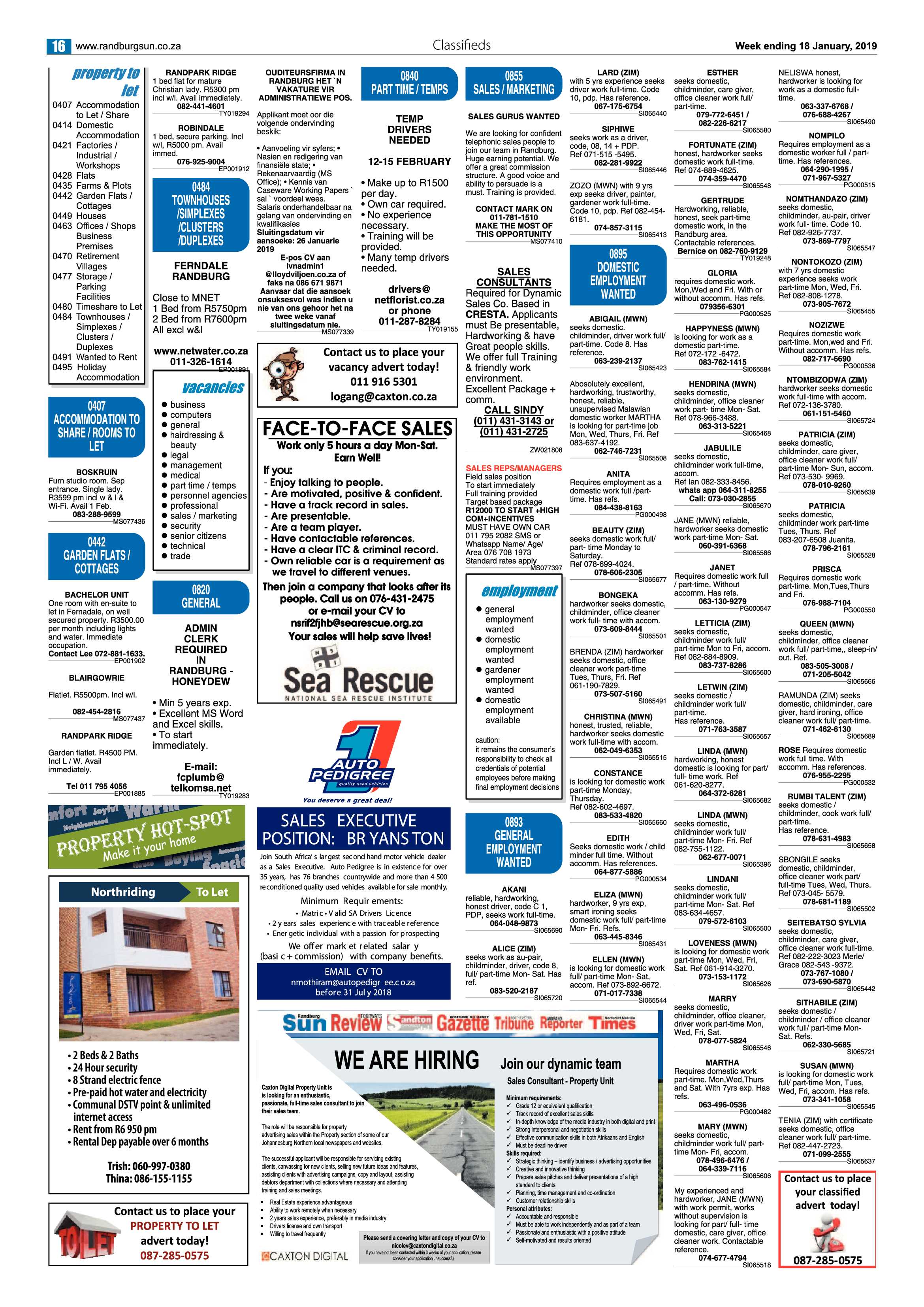 Randburg Sun 18 January 2018 page 16