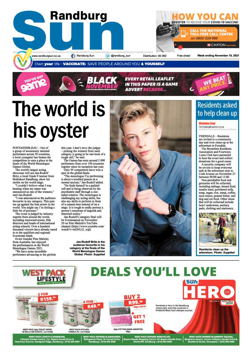 Randburg Sun 19 November 2021 page 1