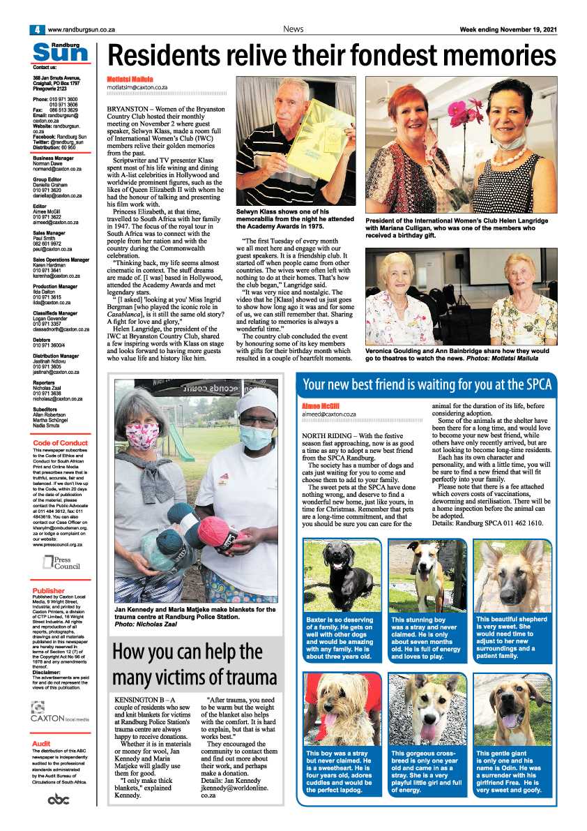 Randburg Sun 19 November 2021 page 4