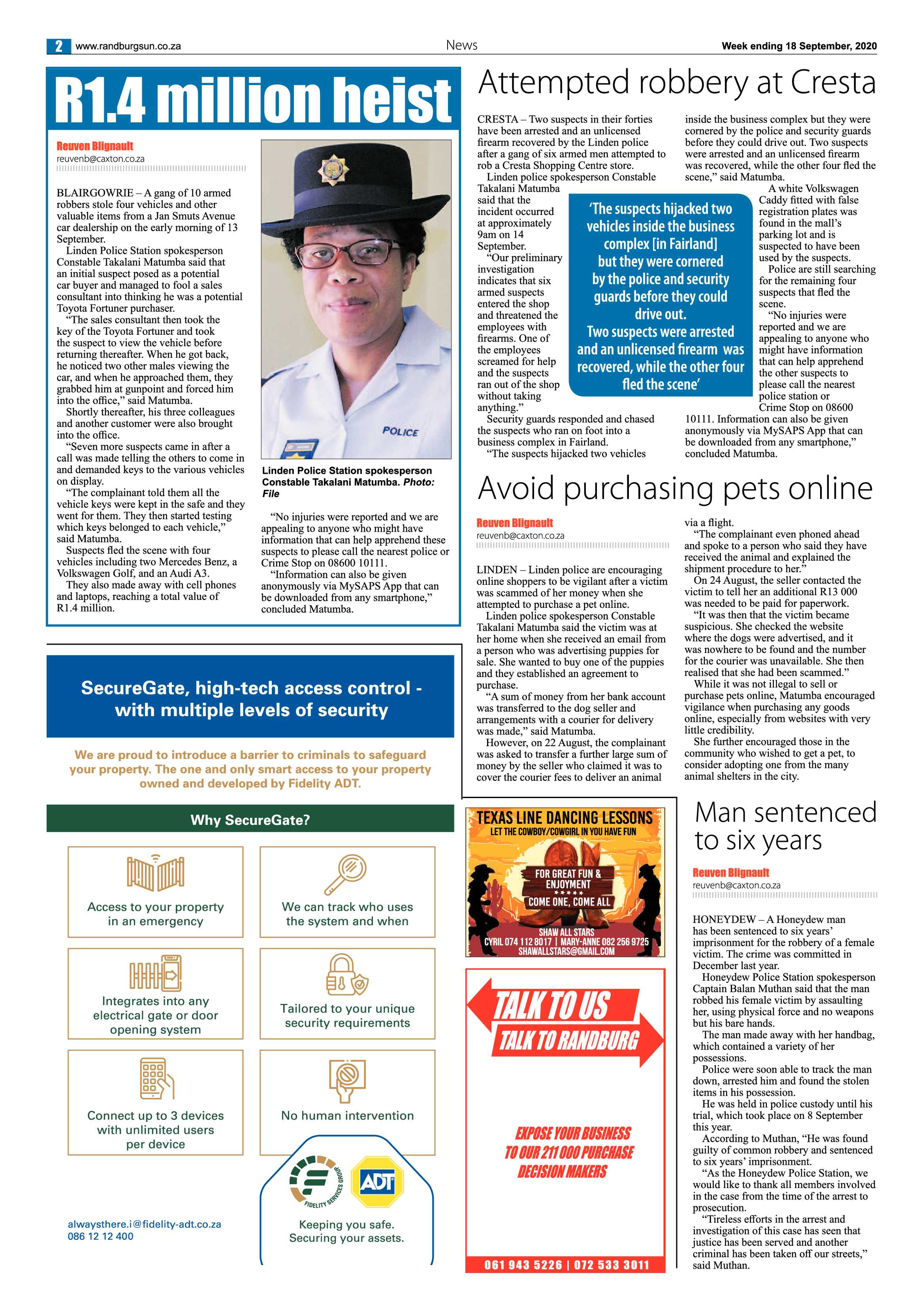Randburg Sun 18 September 2020 page 2