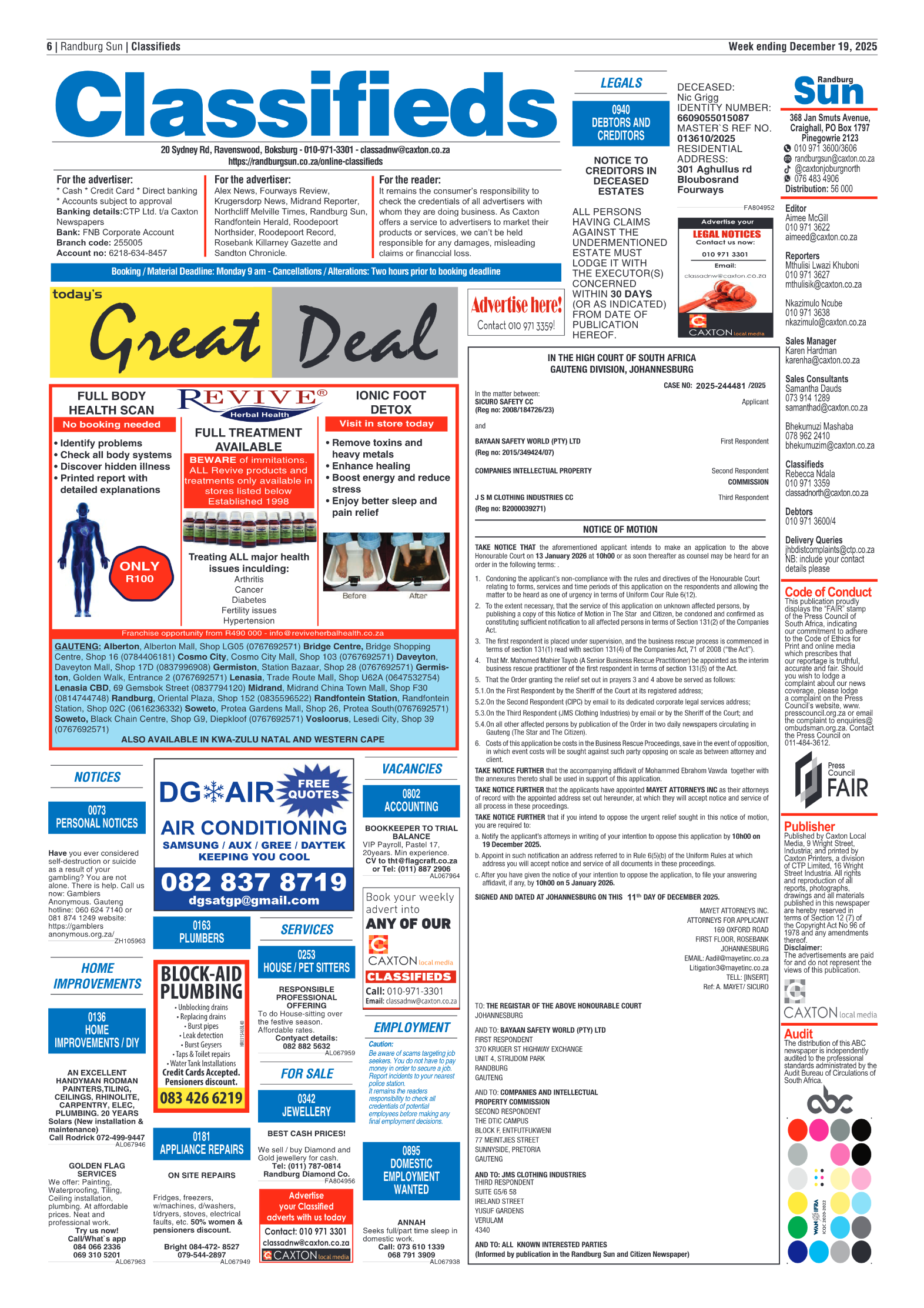 Randburg Sun 19 December 2025 page 6