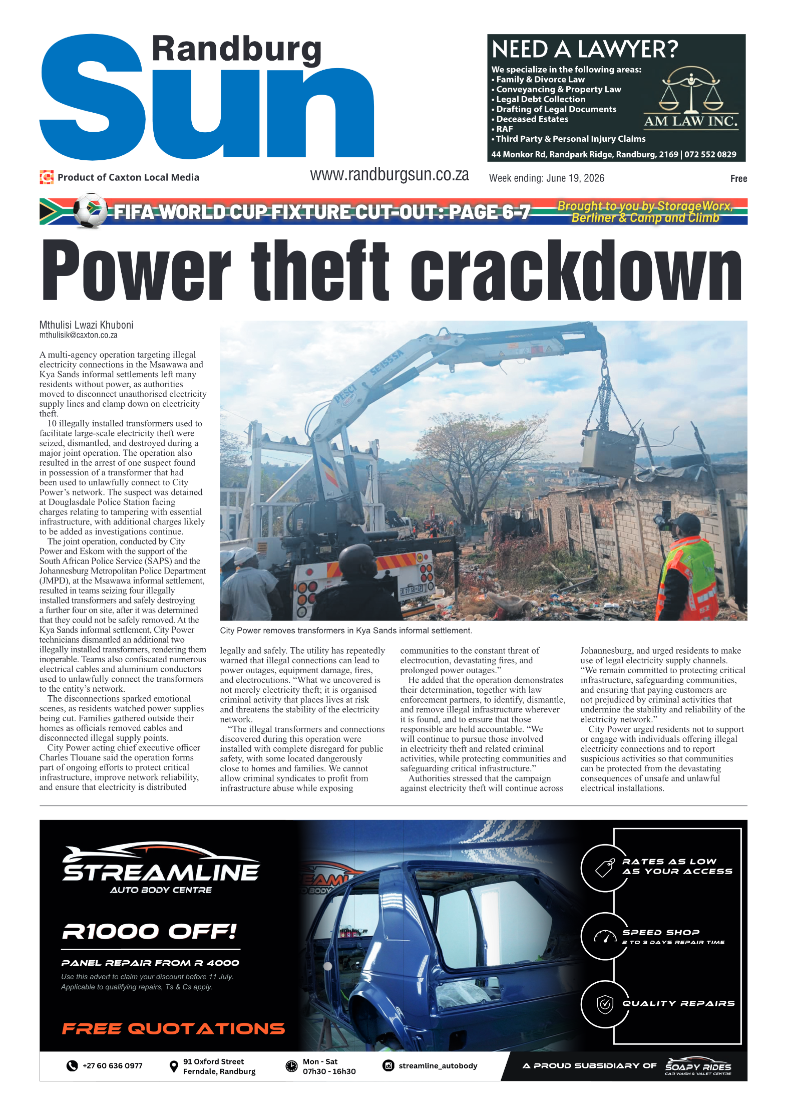 Randburg Sun 19 June 2026 page 1